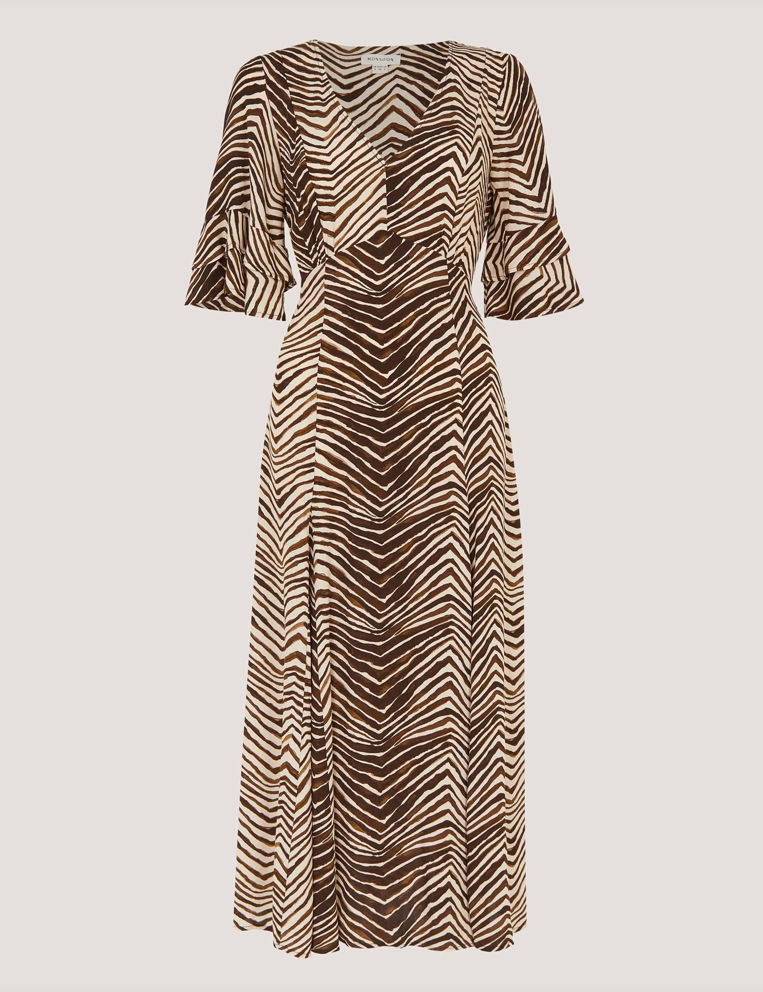 Animal Print V-Neck Midi Tea Dress 2 of 5