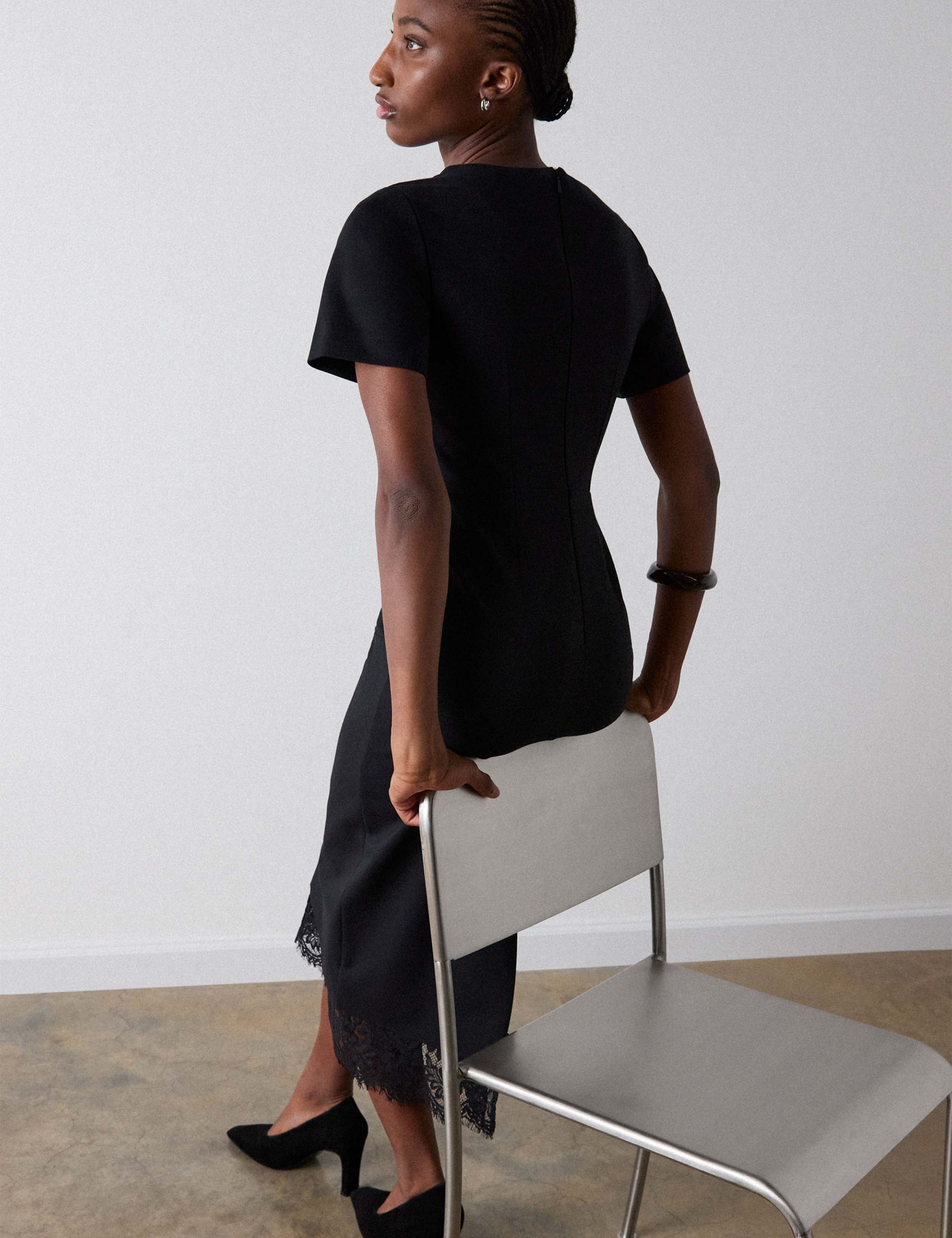 Detachable Lace Trim Midi T-Shirt Dress 5 of 6