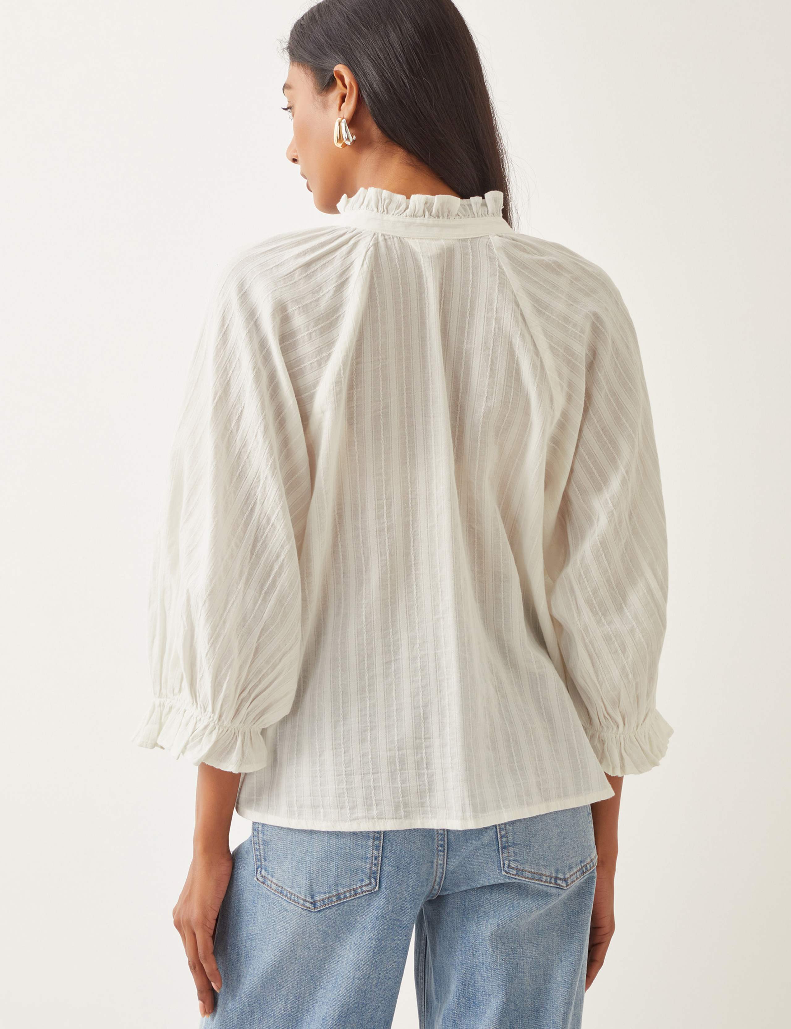 Pure Cotton Embroidered Crew Neck Blouse 4 of 4