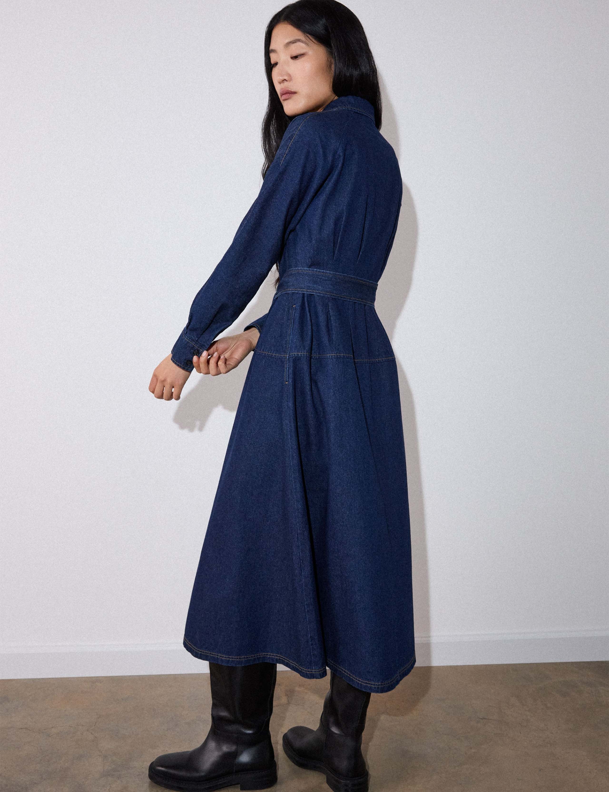 Denim Midi Shirt Dress 6 of 6