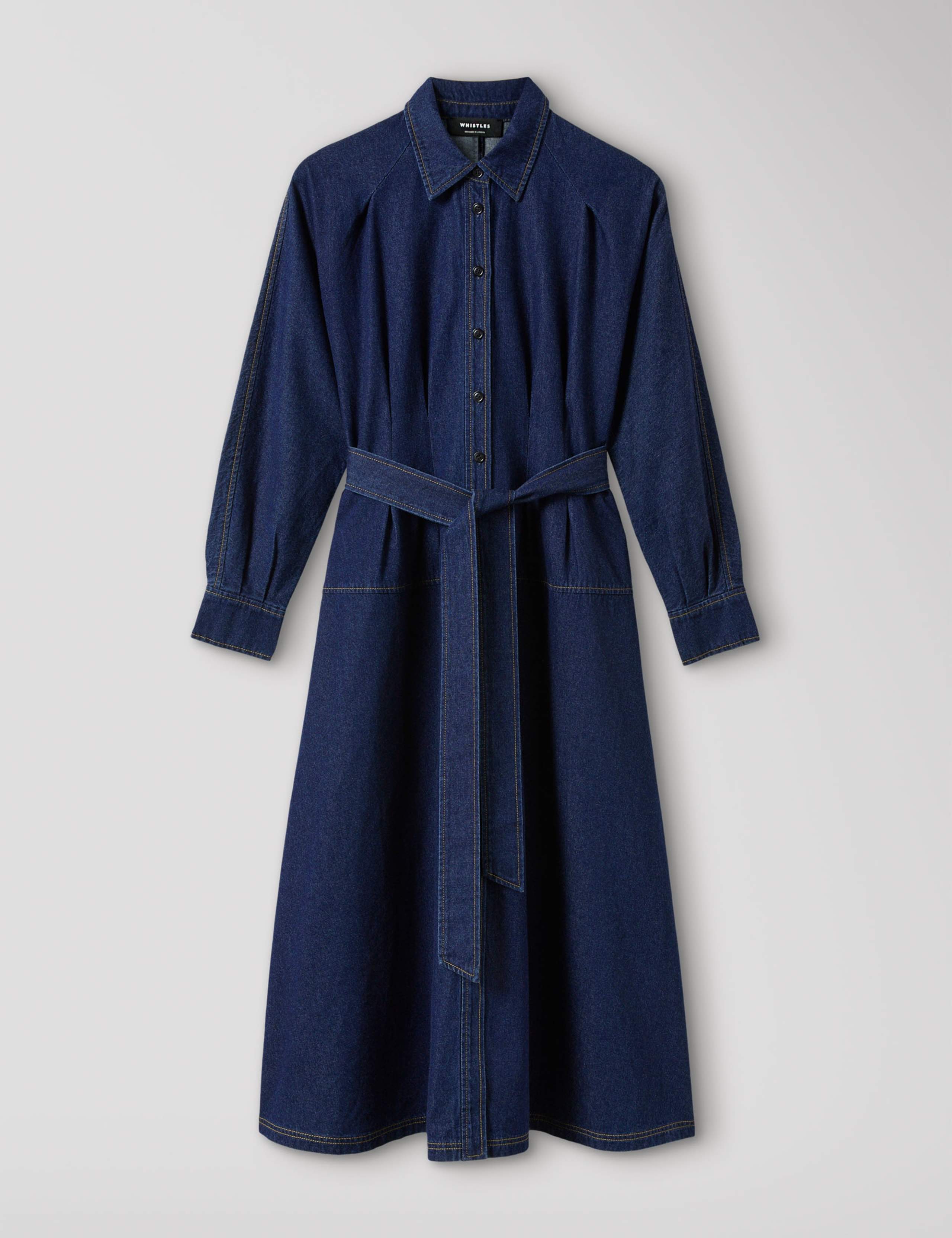 Denim Midi Shirt Dress 2 of 6