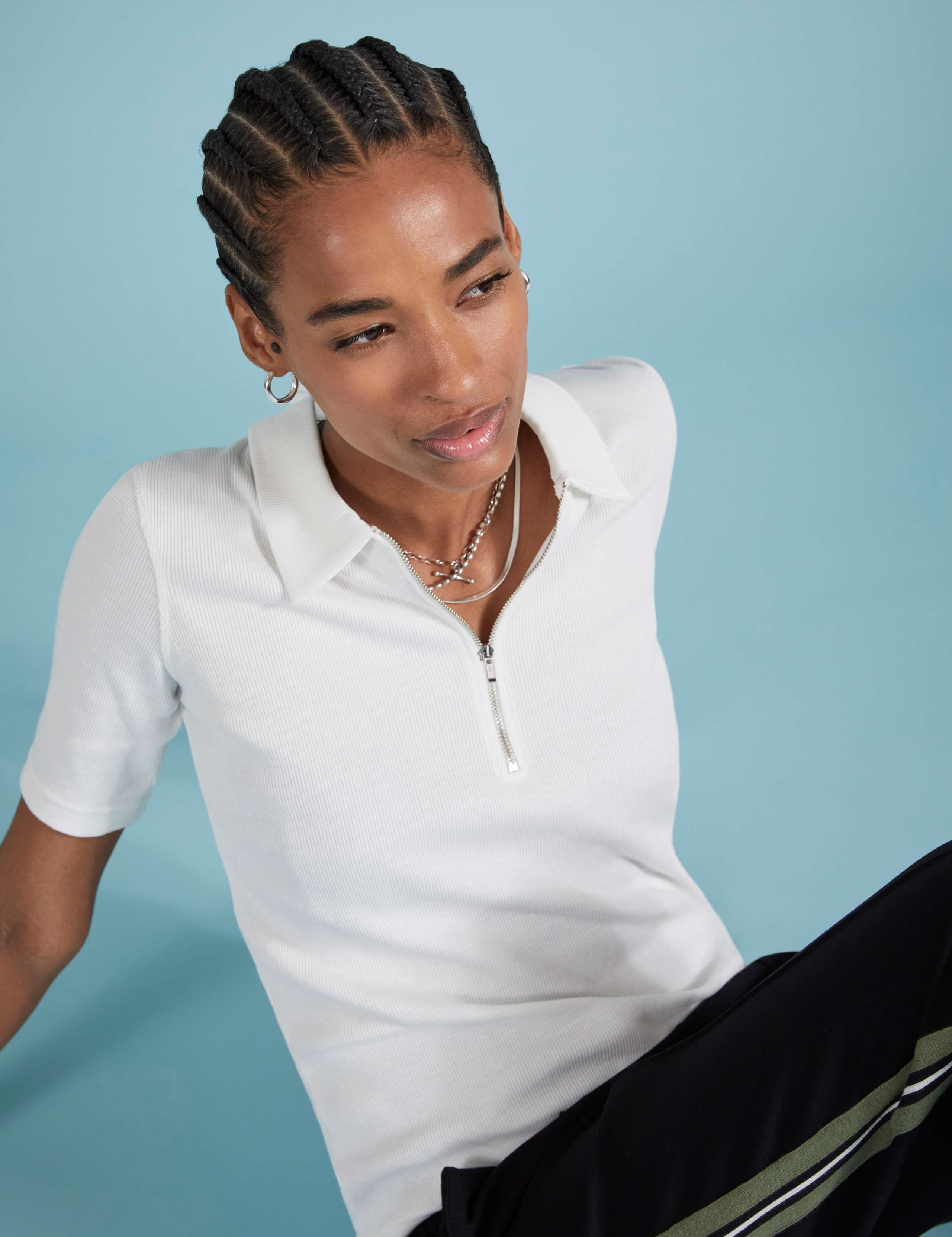 Pure Cotton Collared Half Zip Top 1 of 3