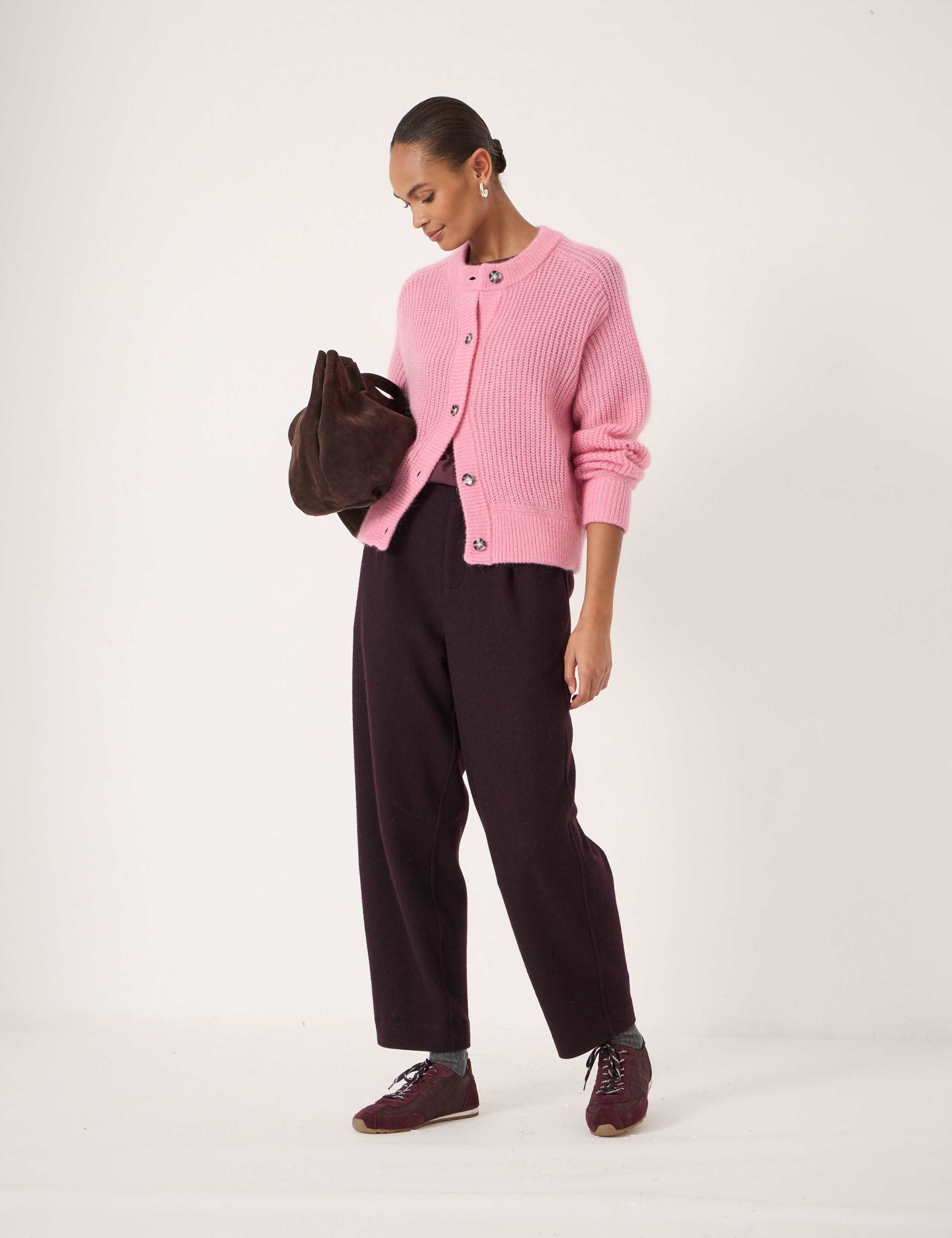 Wool Blend Crew Neck Button Through Cardigan 1 of 5