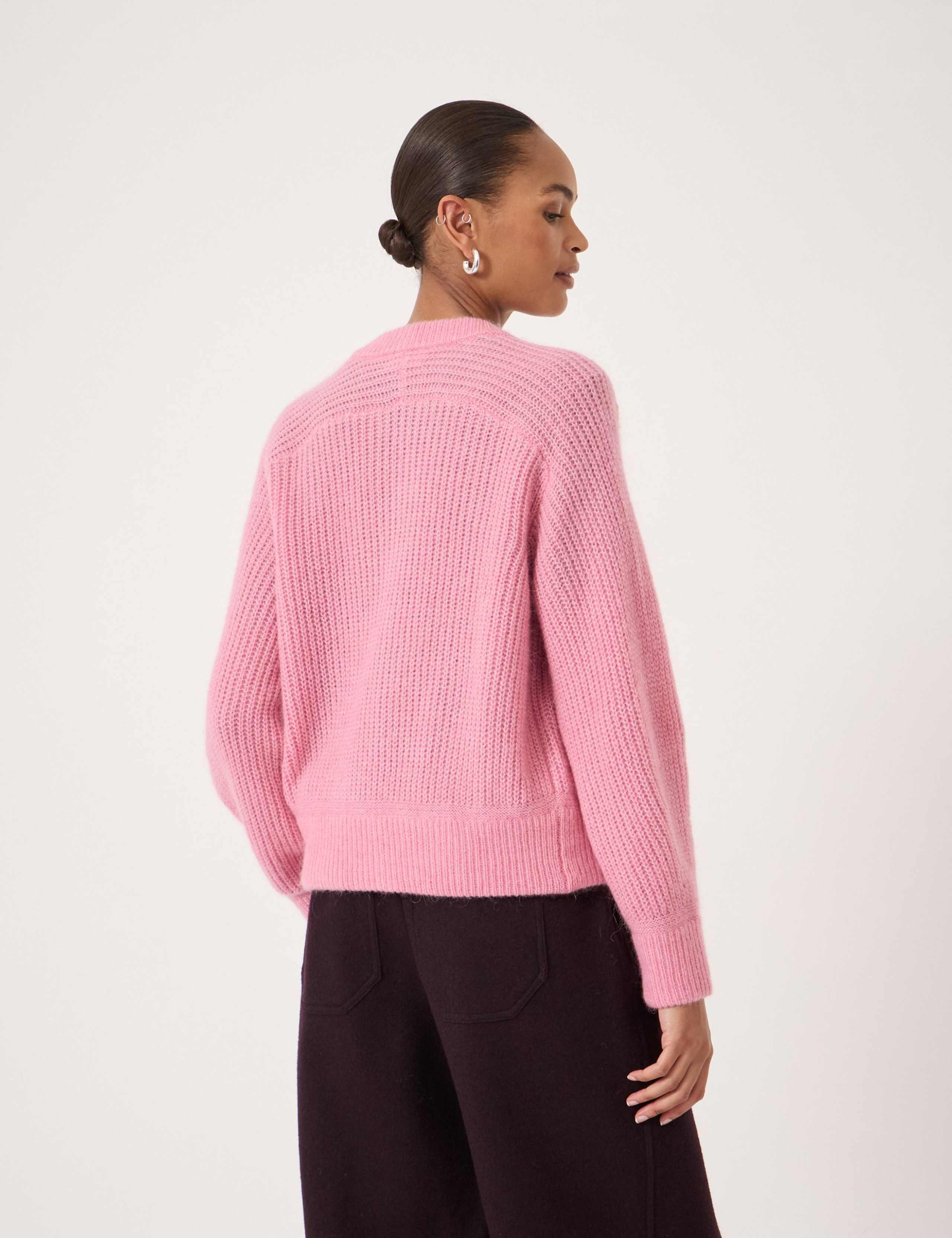 Wool Blend Crew Neck Button Through Cardigan 4 of 5