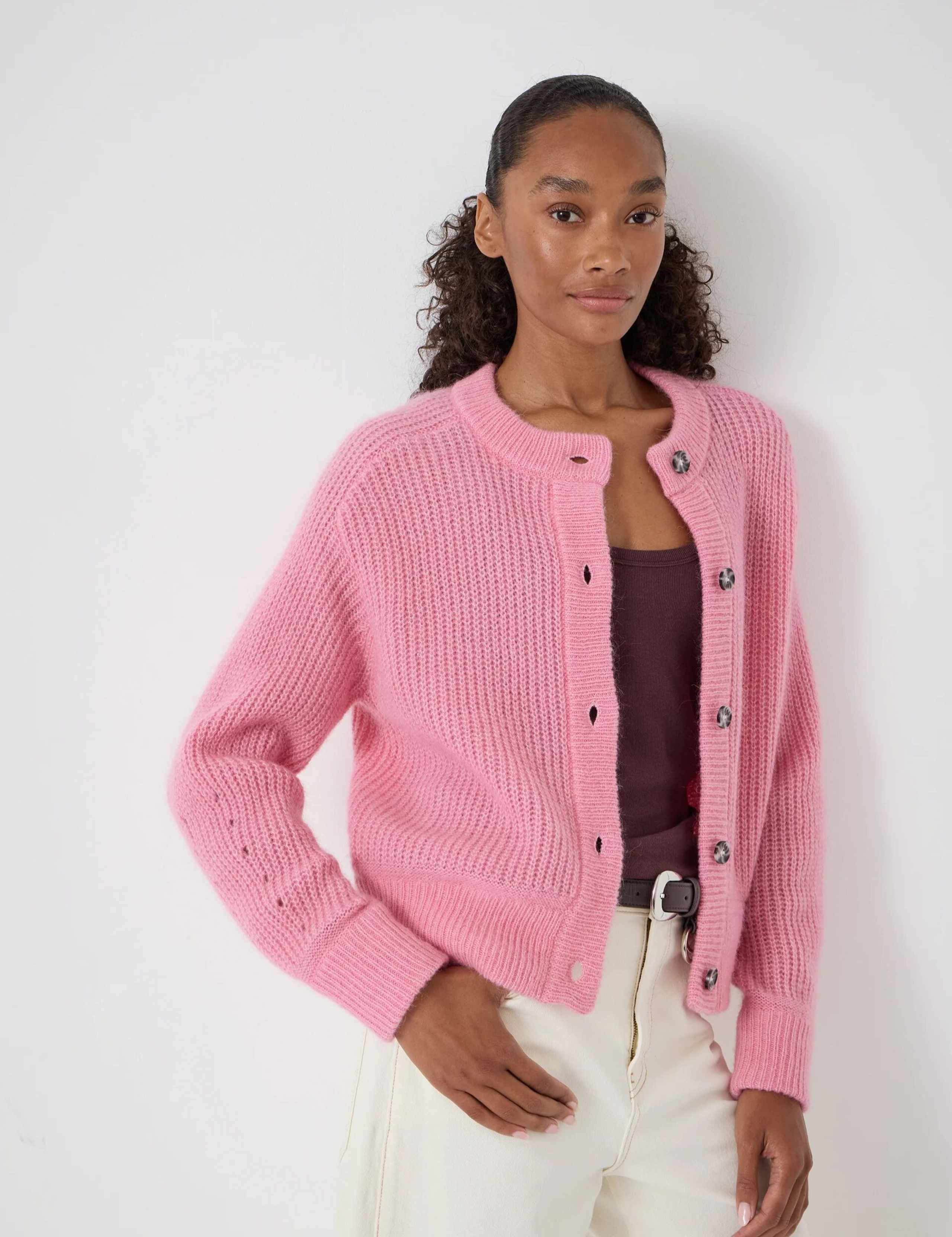 Wool Blend Crew Neck Button Through Cardigan 6 of 6