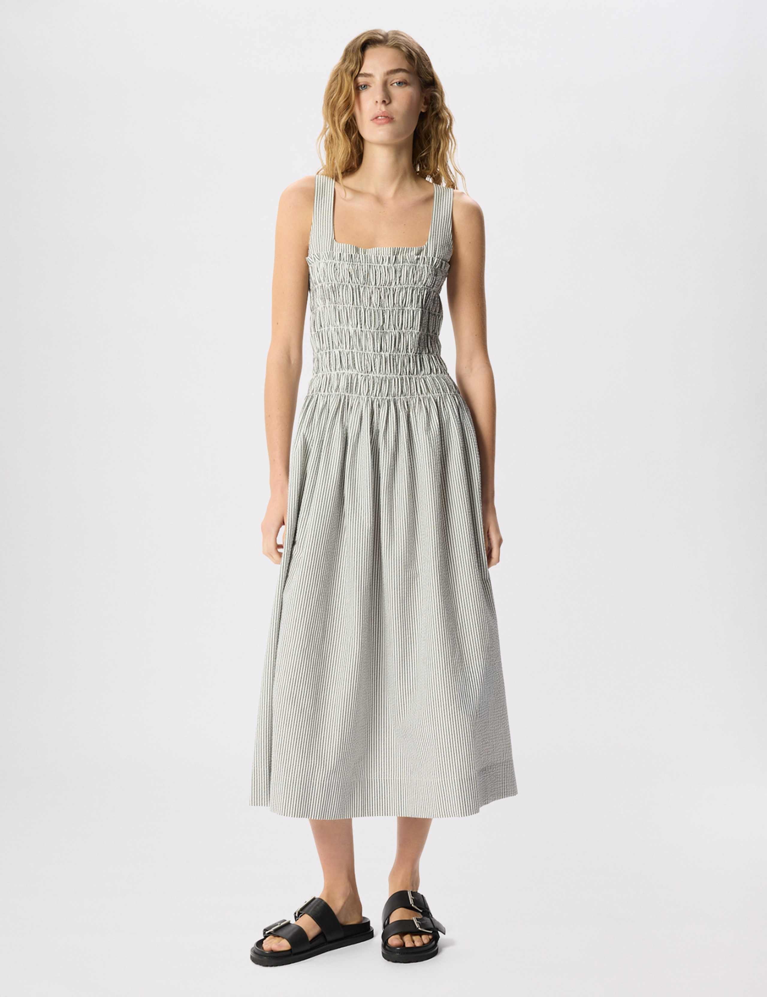 Seersucker Ruched Bodice Dress 1 of 6