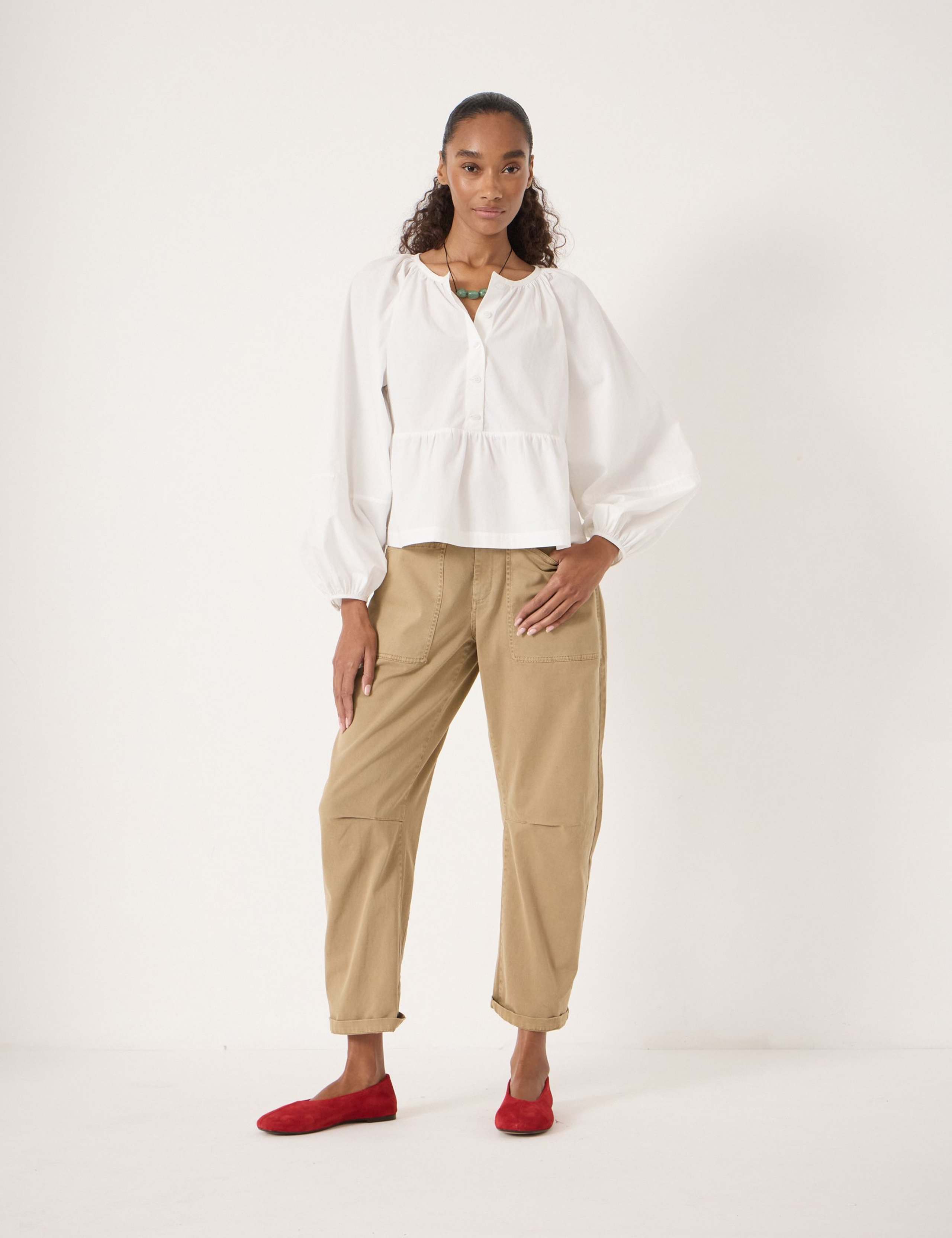 Pure Cotton Peplum Blouse 3 of 5