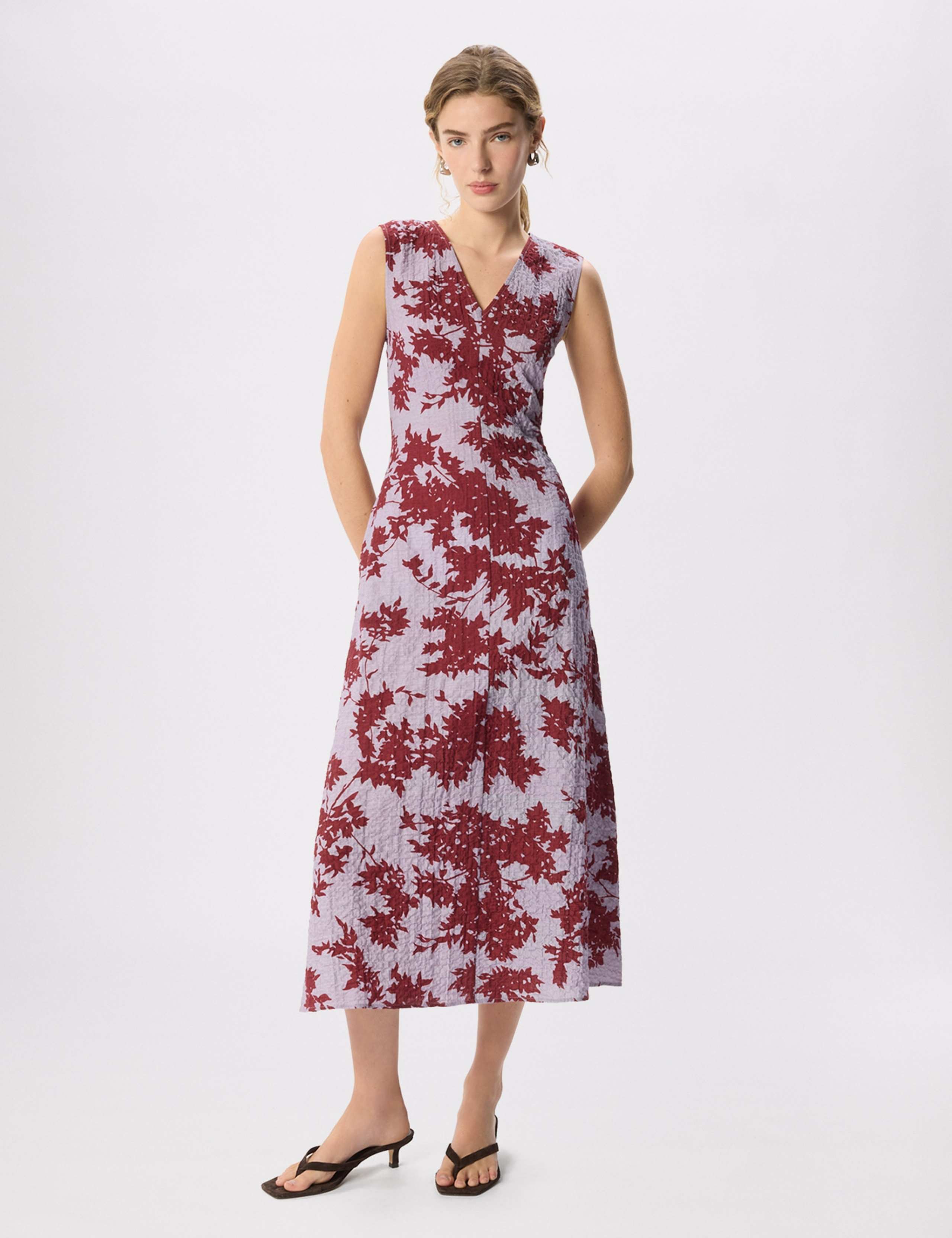 Cotton Rich Floral V-Neck Midi Column Dress 1 of 5