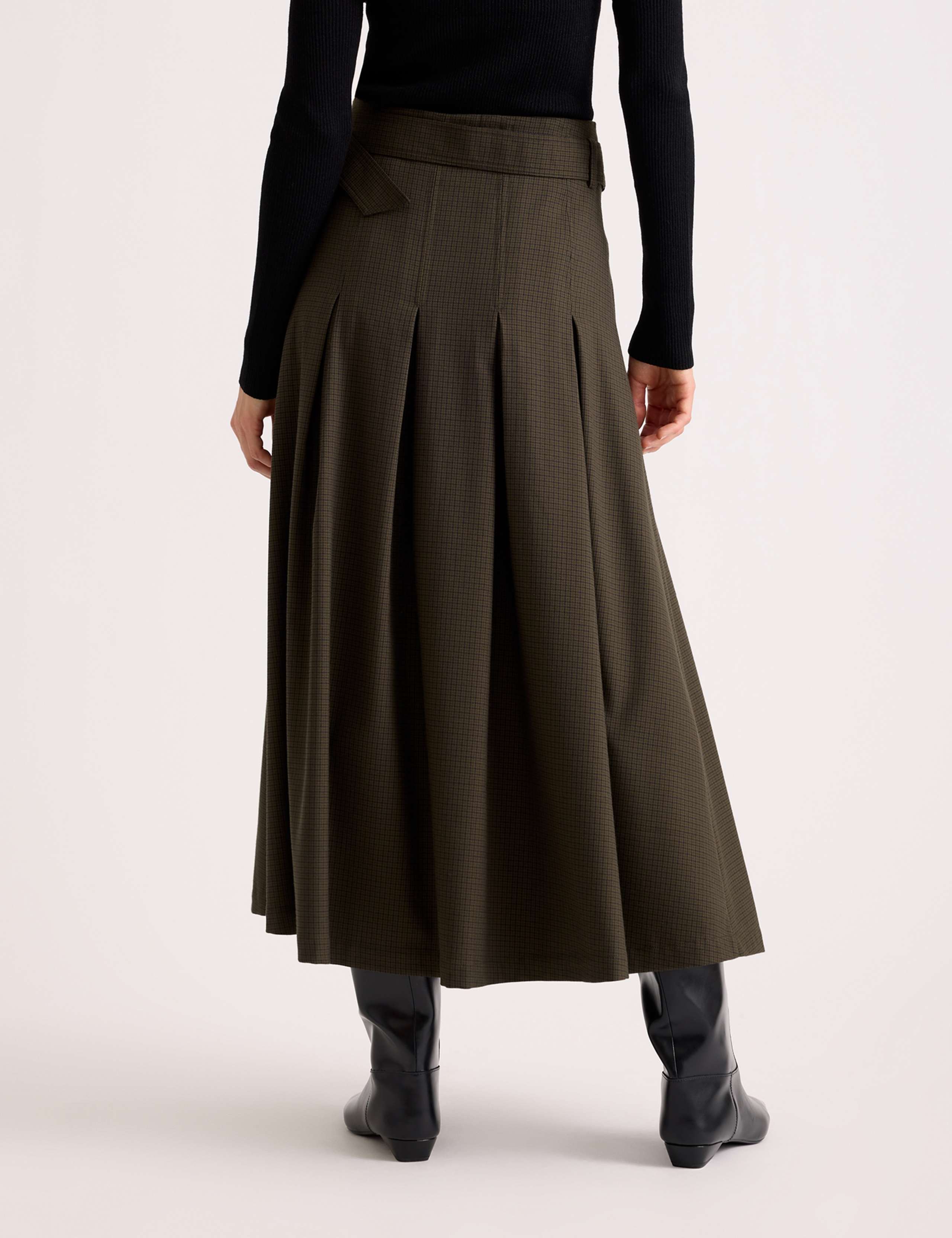Checked Belted Midi Skirt 4 of 6