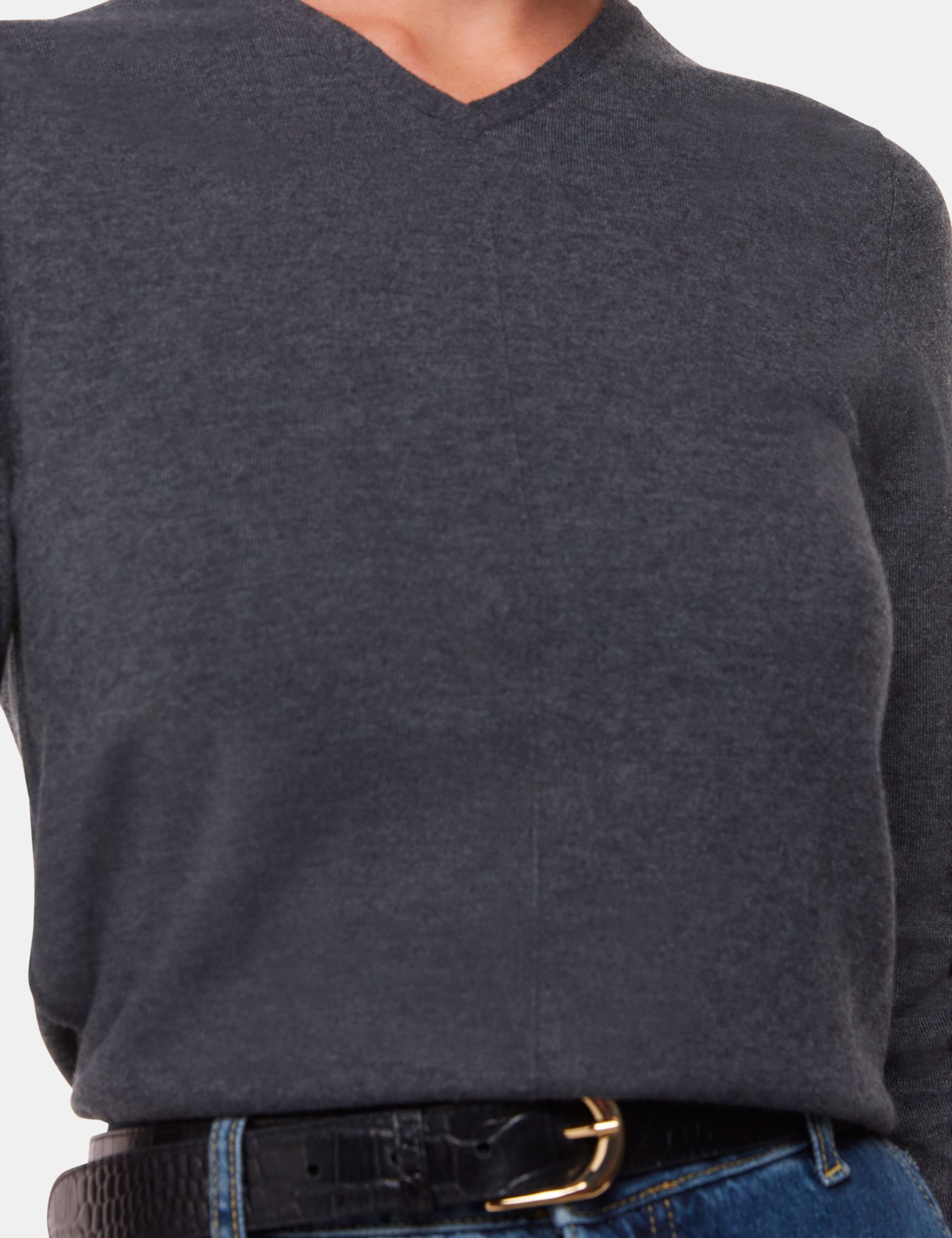 Cotton Blend Ribbed V-Neck Jumper 4 of 4