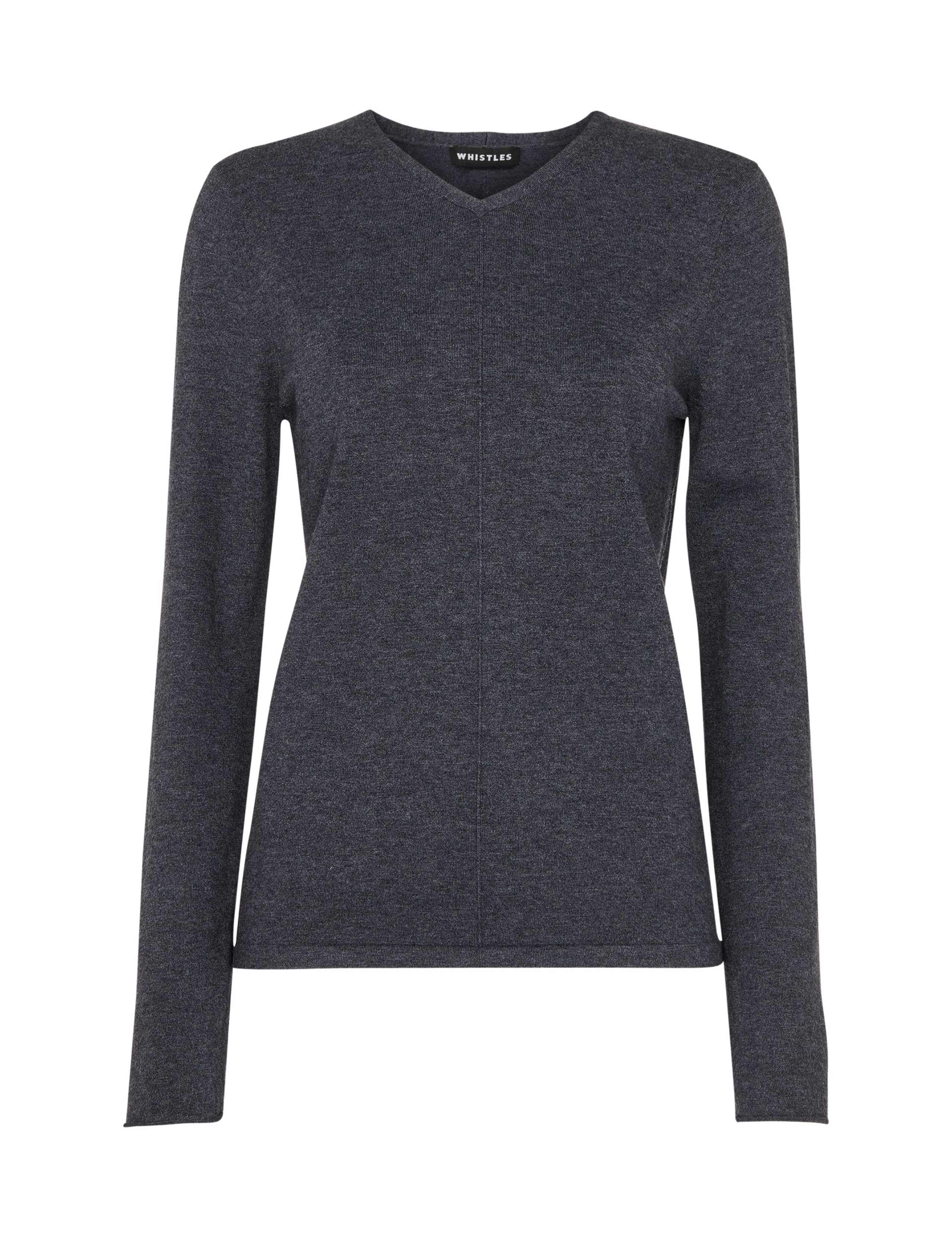 Cotton Blend Ribbed V-Neck Jumper 2 of 4