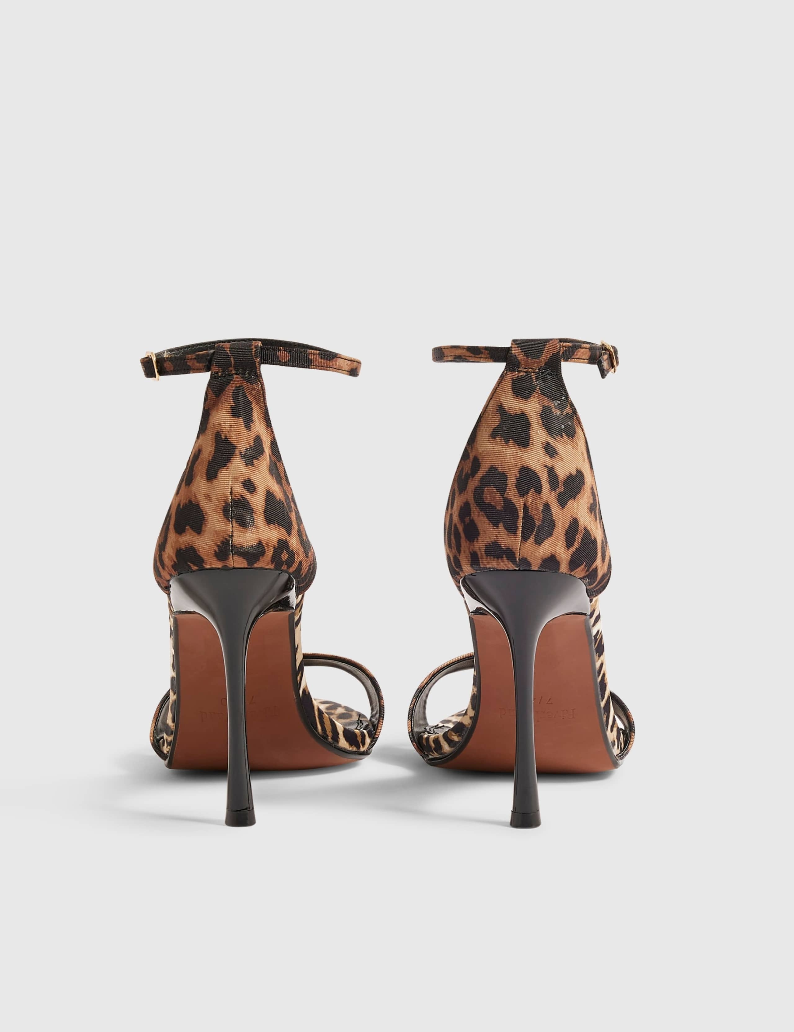 Faux Leather Leopard Print Stiletto Heel Sandals 3 of 5