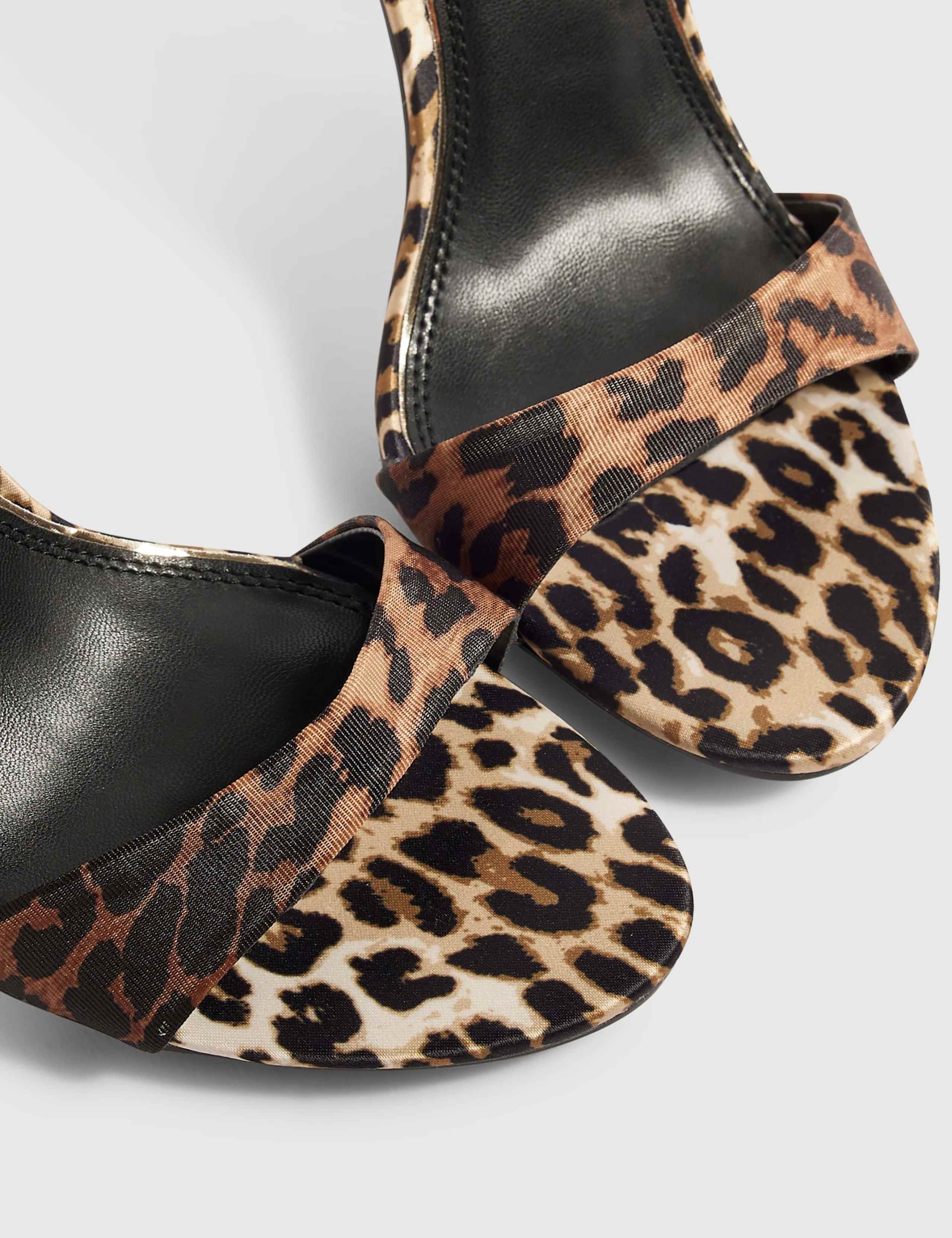 Faux Leather Leopard Print Stiletto Heel Sandals 5 of 5