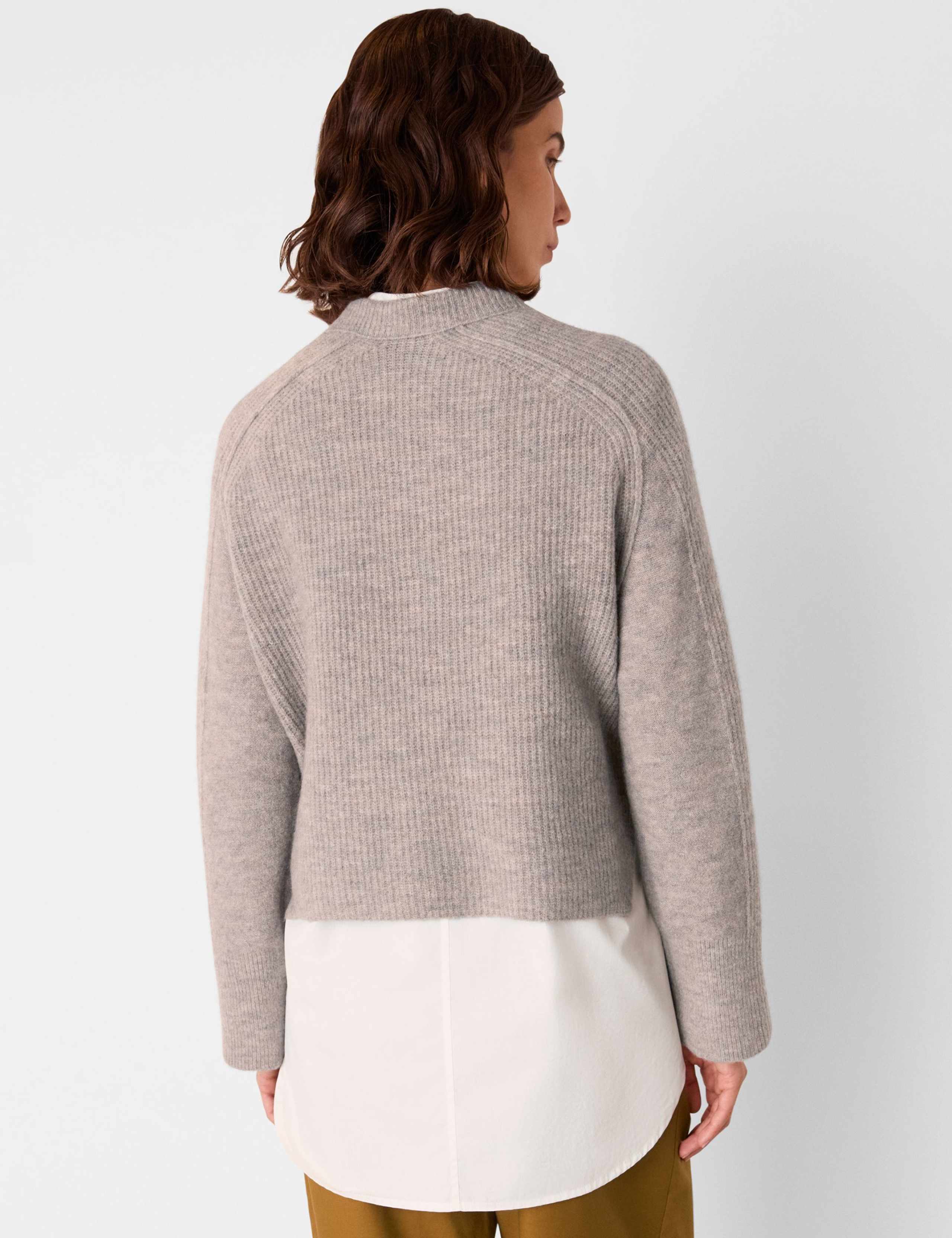 Wool Blend Crew Neck Textured Jumper 3 of 4