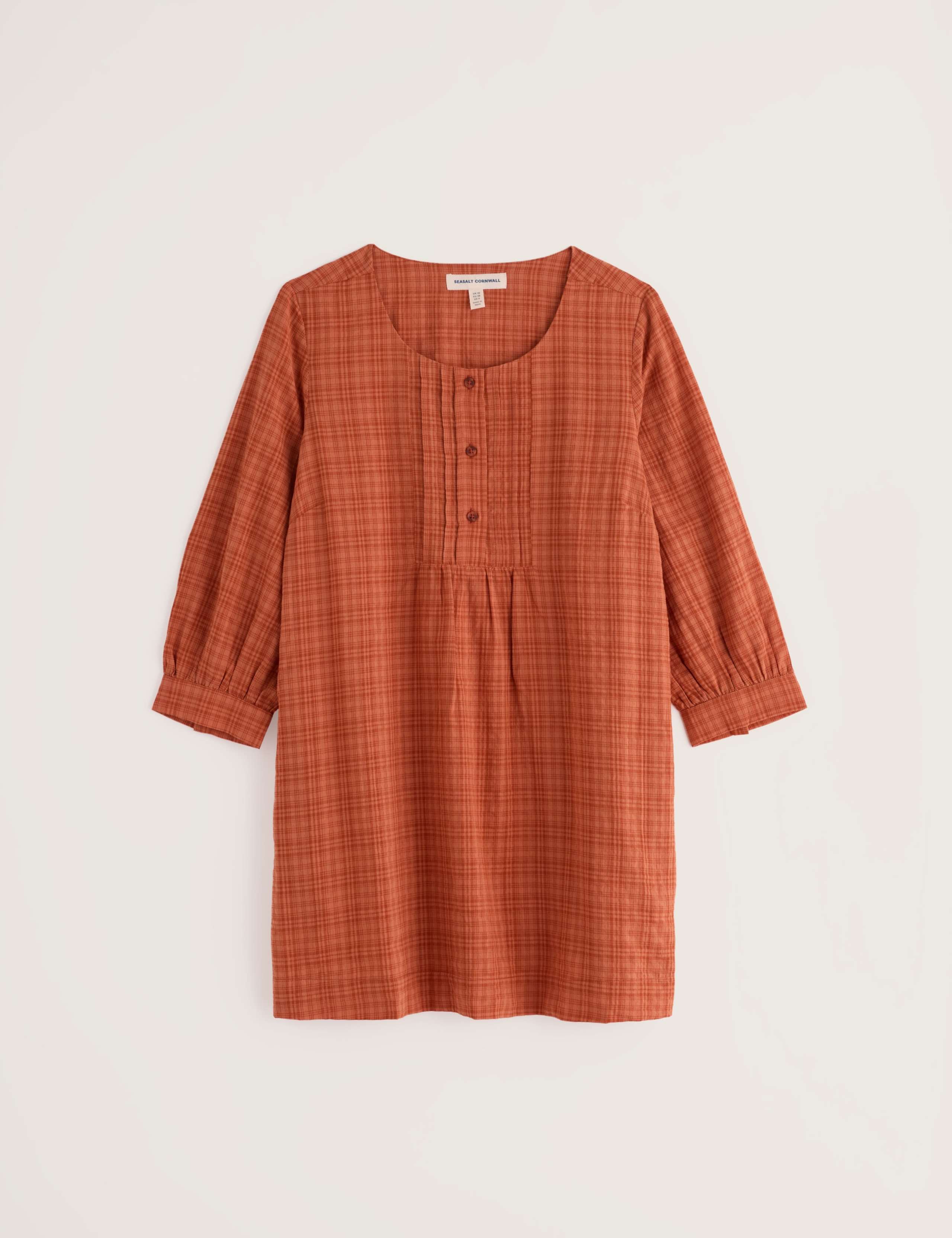 Cotton Rich Checked Scoop Neck Tunic 2 of 5