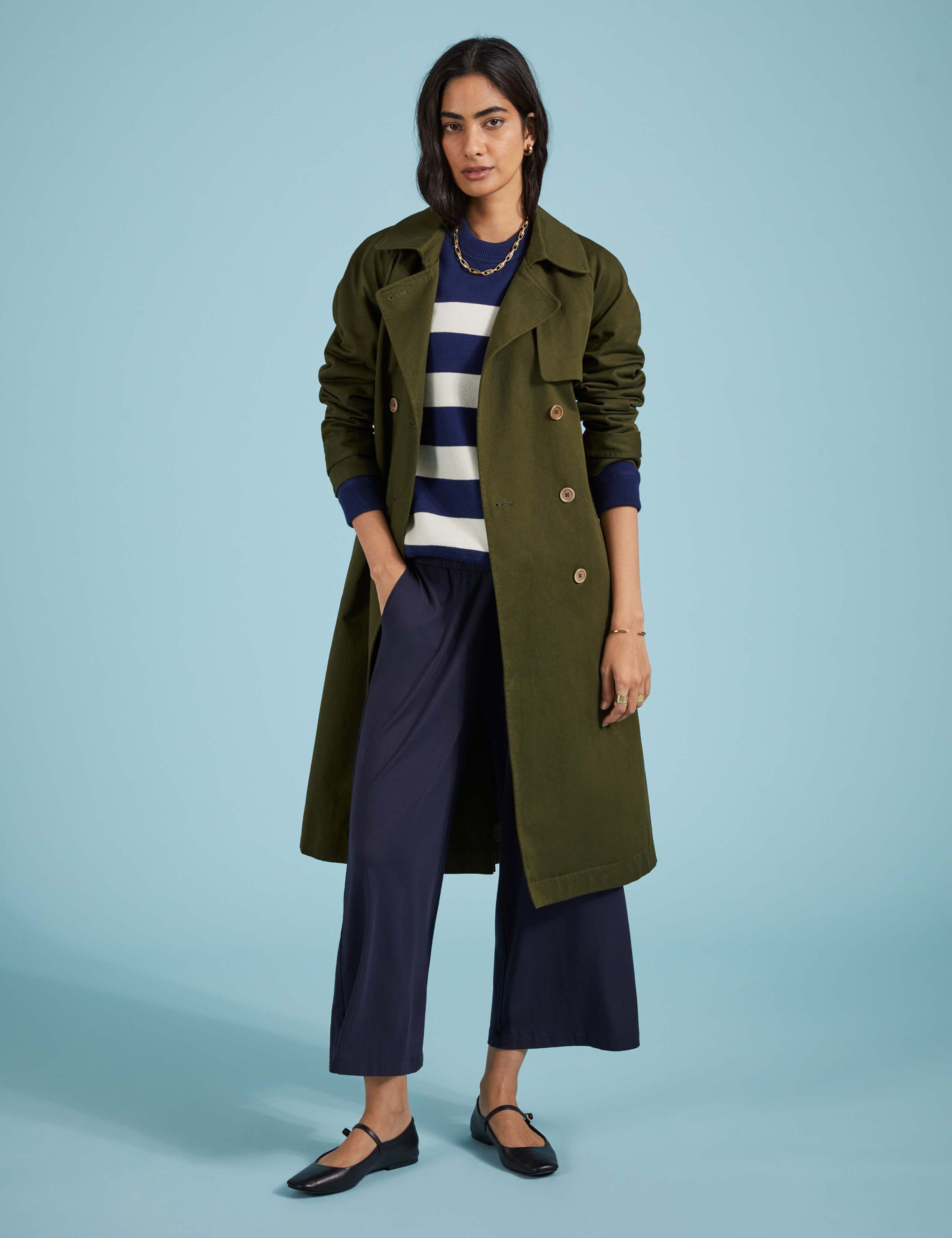Elasticated Waist Wide Leg Cropped Trousers 1 of 5