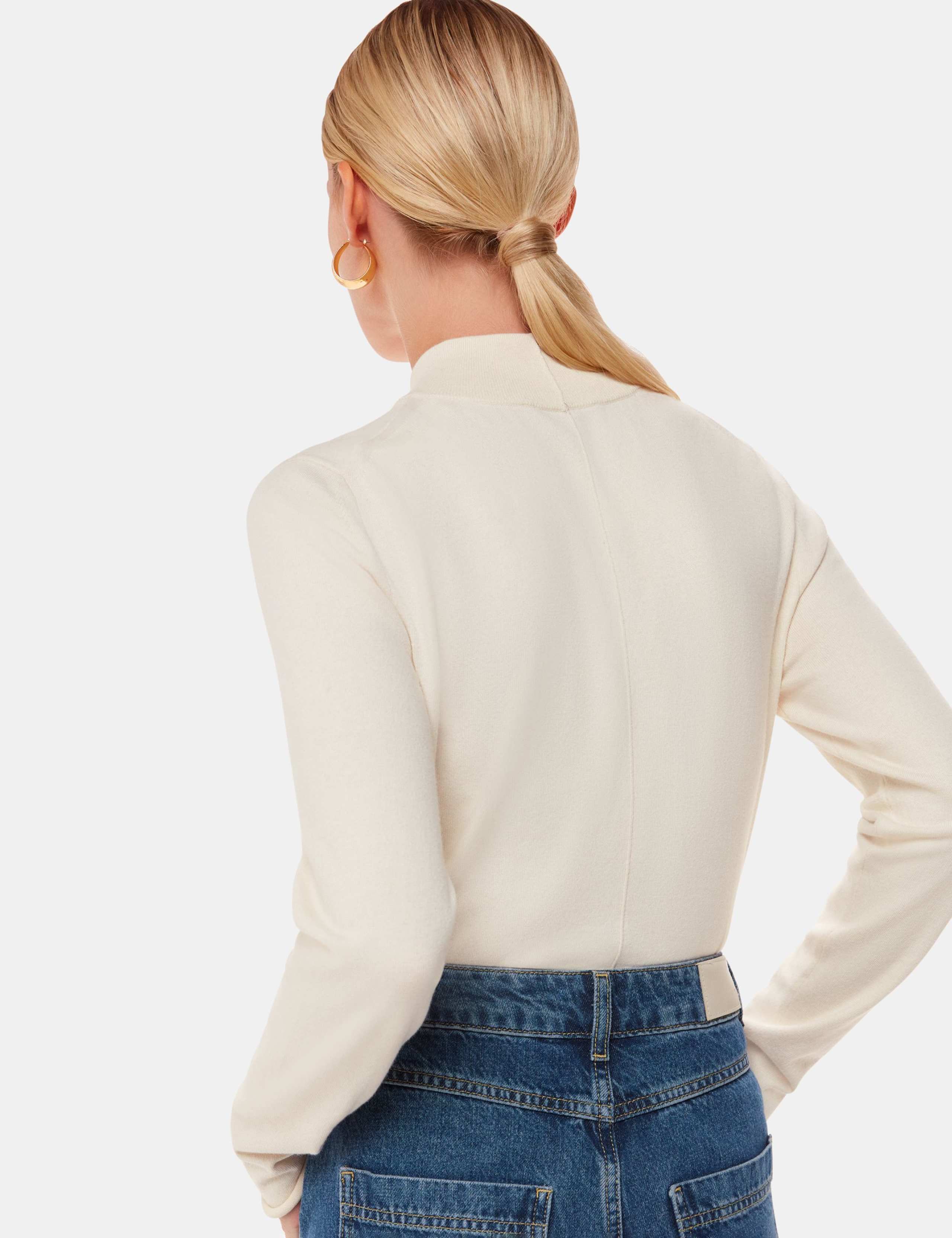 Cotton Blend Textured Funnel Neck Jumper 3 of 4