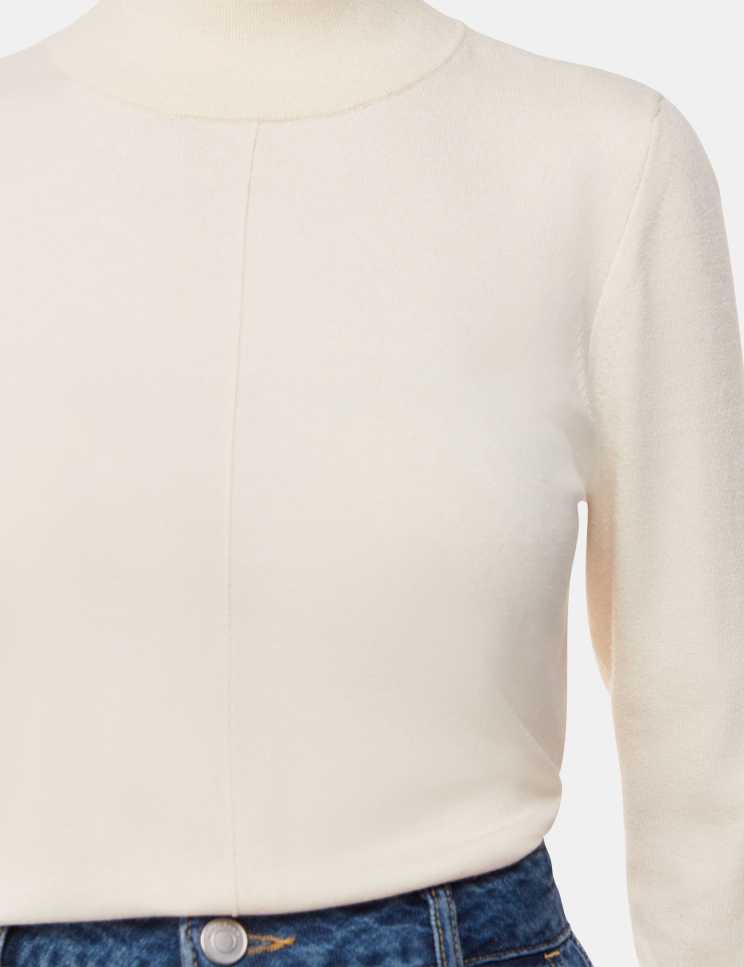 Cotton Blend Textured Funnel Neck Jumper 4 of 4