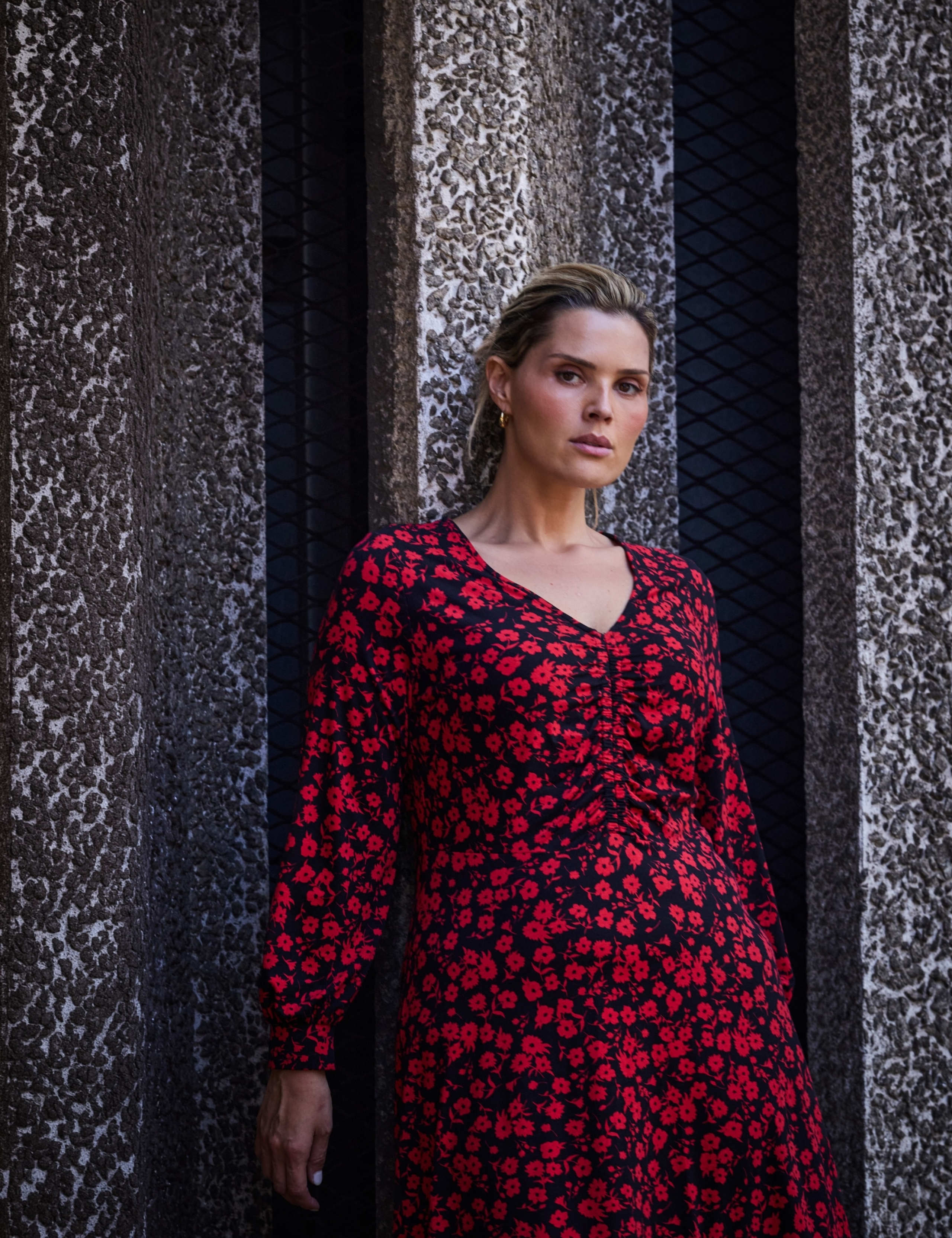 Curve Jersey Printed V Neck Midaxi Swing Dress 6 of 8