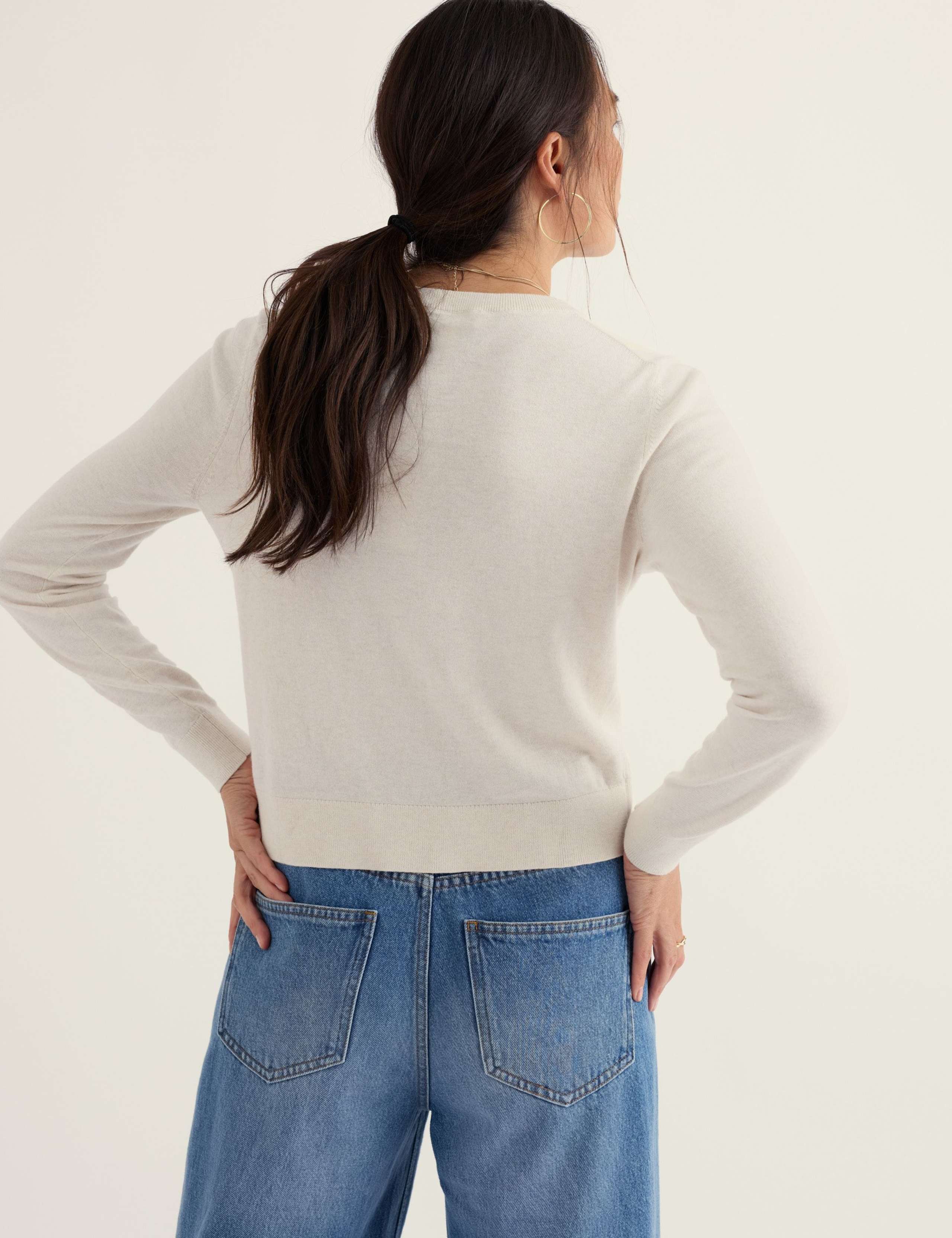 Pure Cotton Crew Neck Cardigan 4 of 5