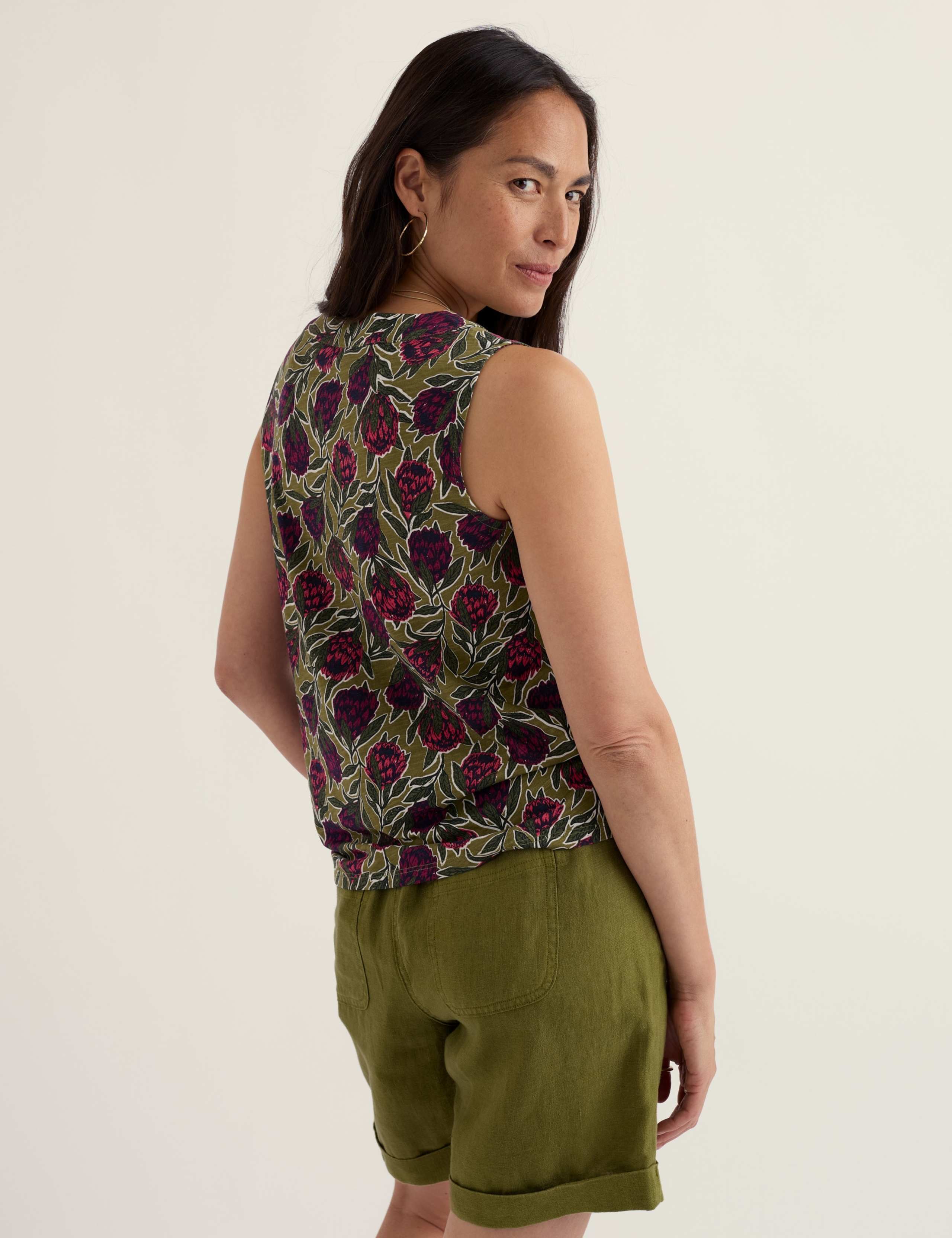 Pure Cotton Floral V-Neck Vest Top 4 of 5