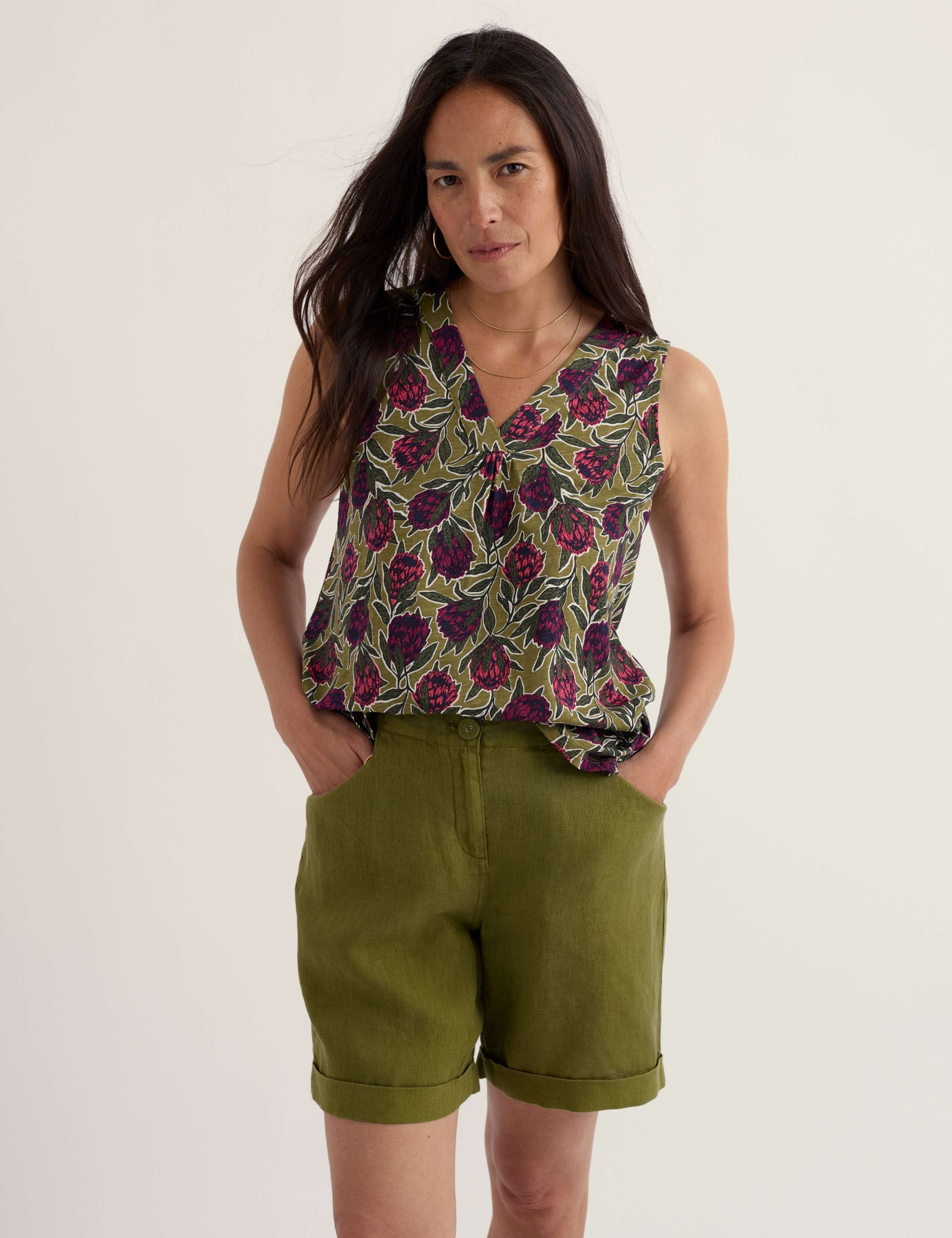 Pure Cotton Floral V-Neck Vest Top 5 of 5