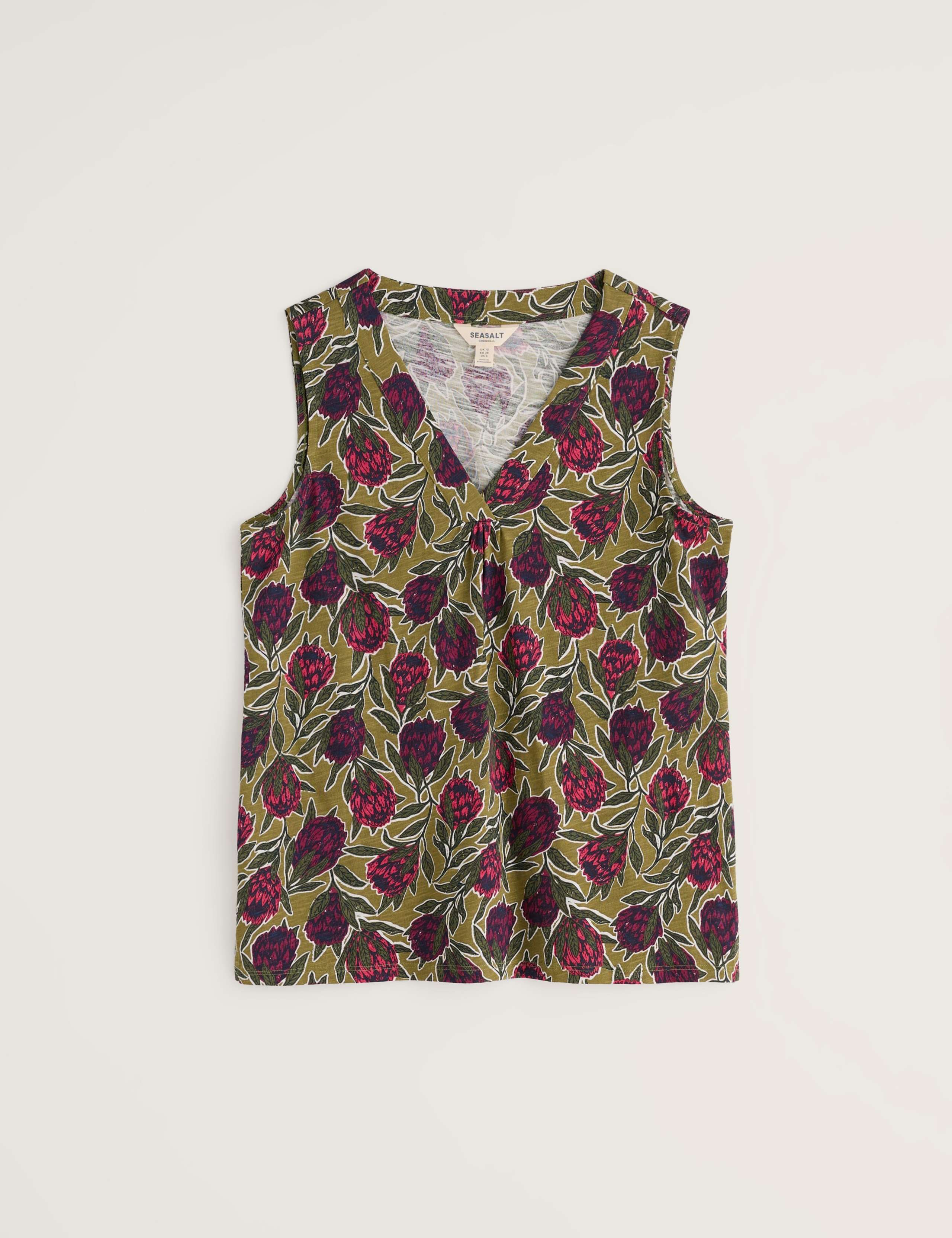 Pure Cotton Floral V-Neck Vest Top 2 of 5