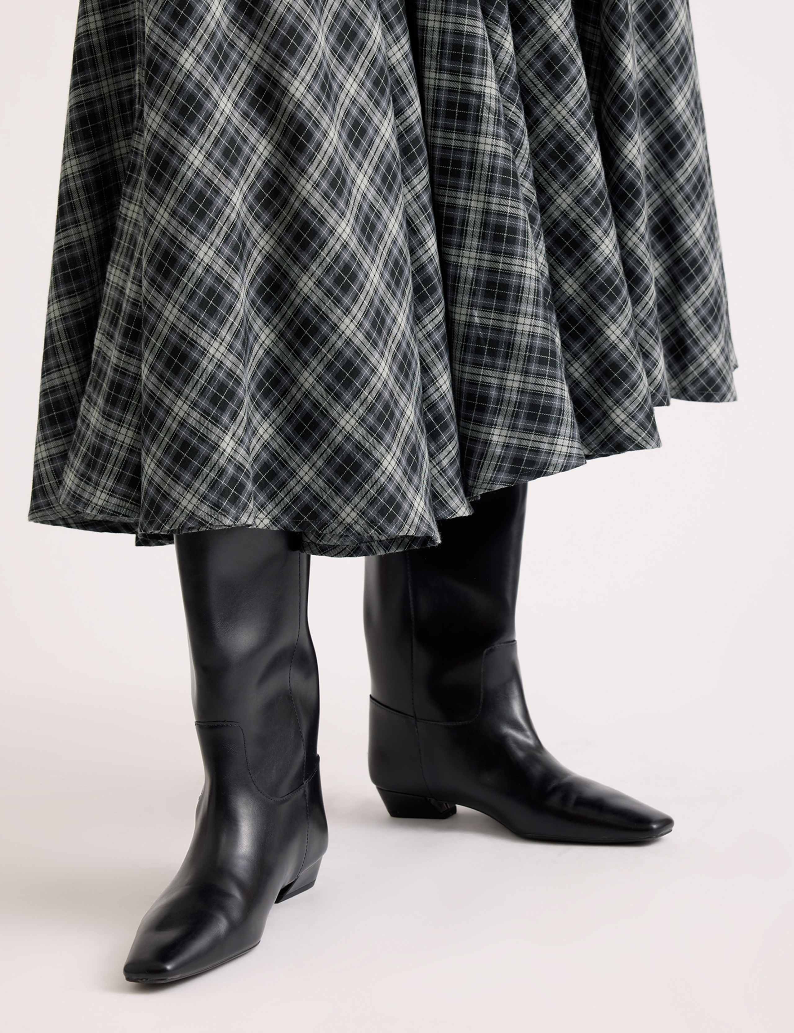 Plaid Checked Midi Full A-Line Skirt 5 of 5