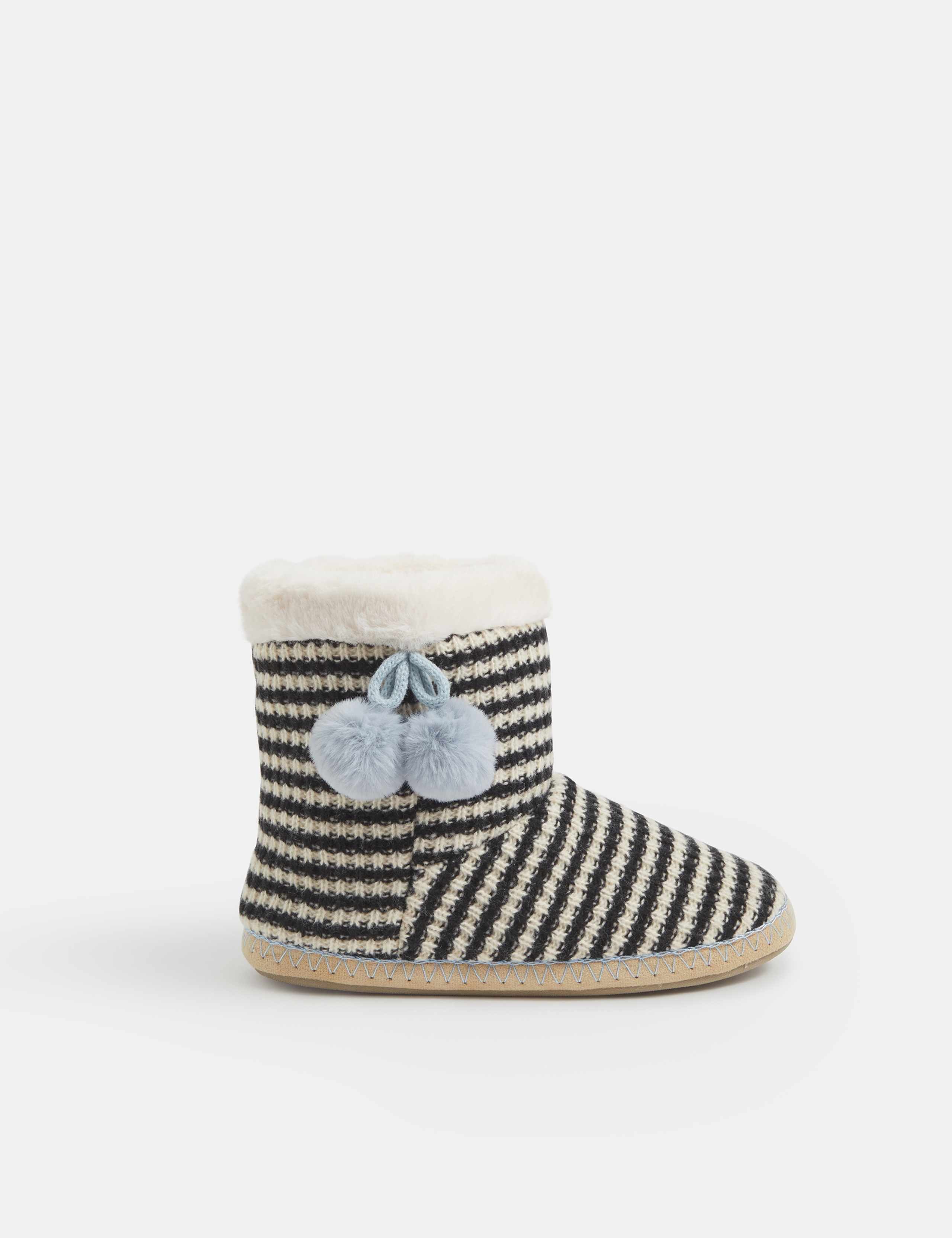 Striped Knitted Slipper Boots 1 of 3