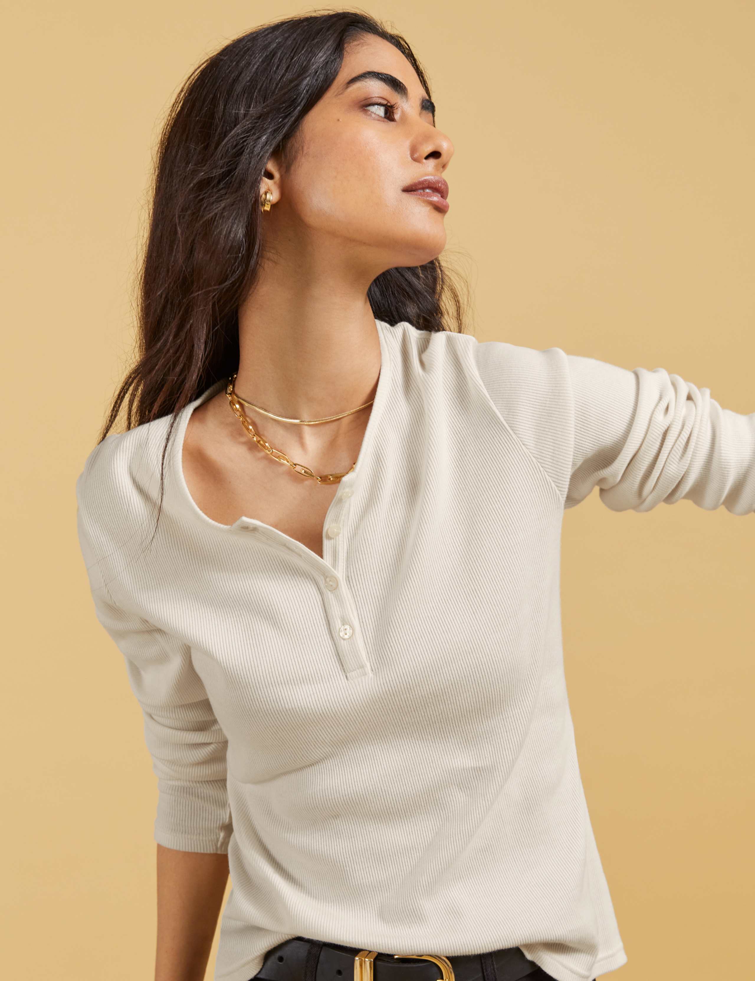 Pure Cotton Henley Top 3 of 3
