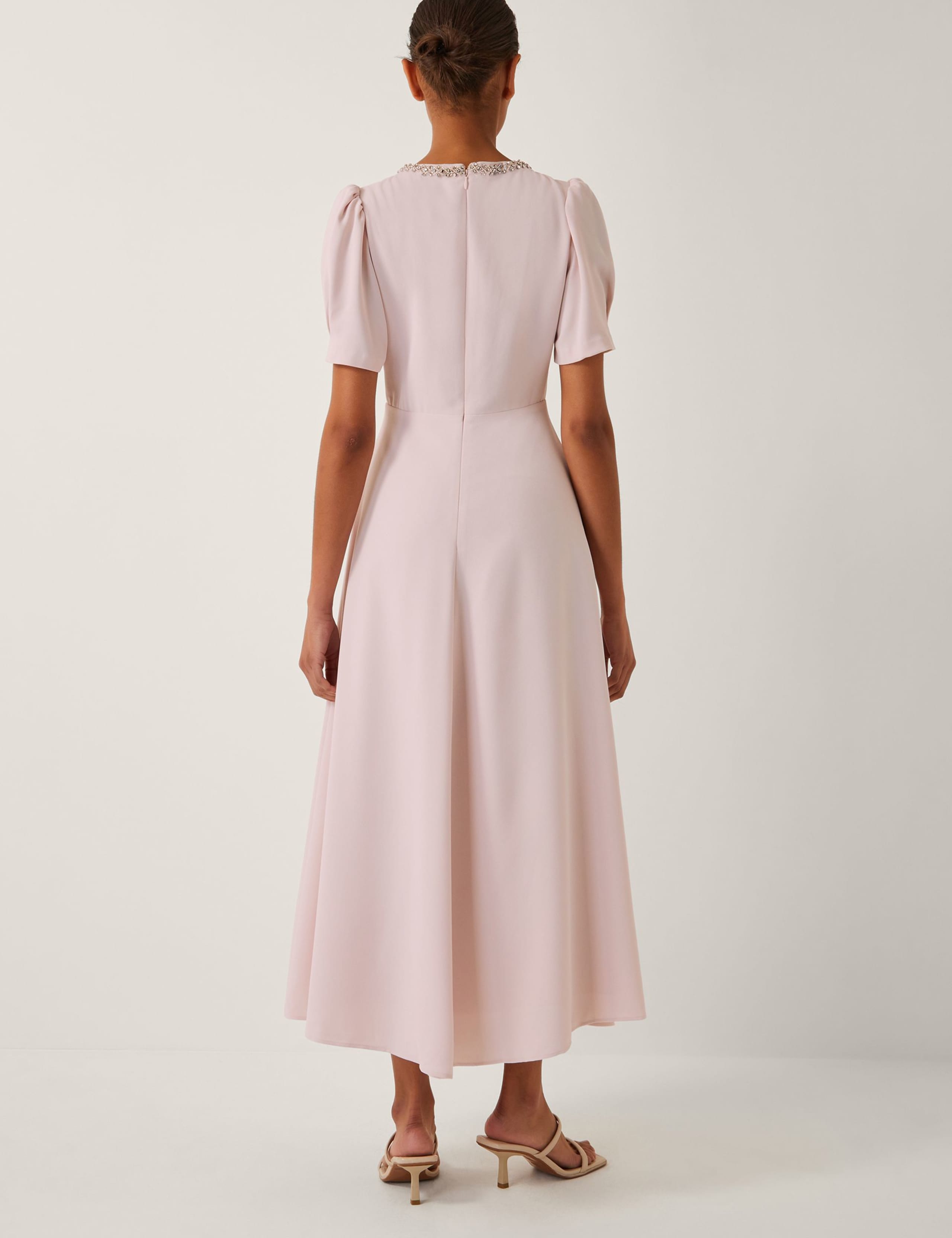 Beaded Bow Detail Puff Sleeve Midi Dress 2 of 4