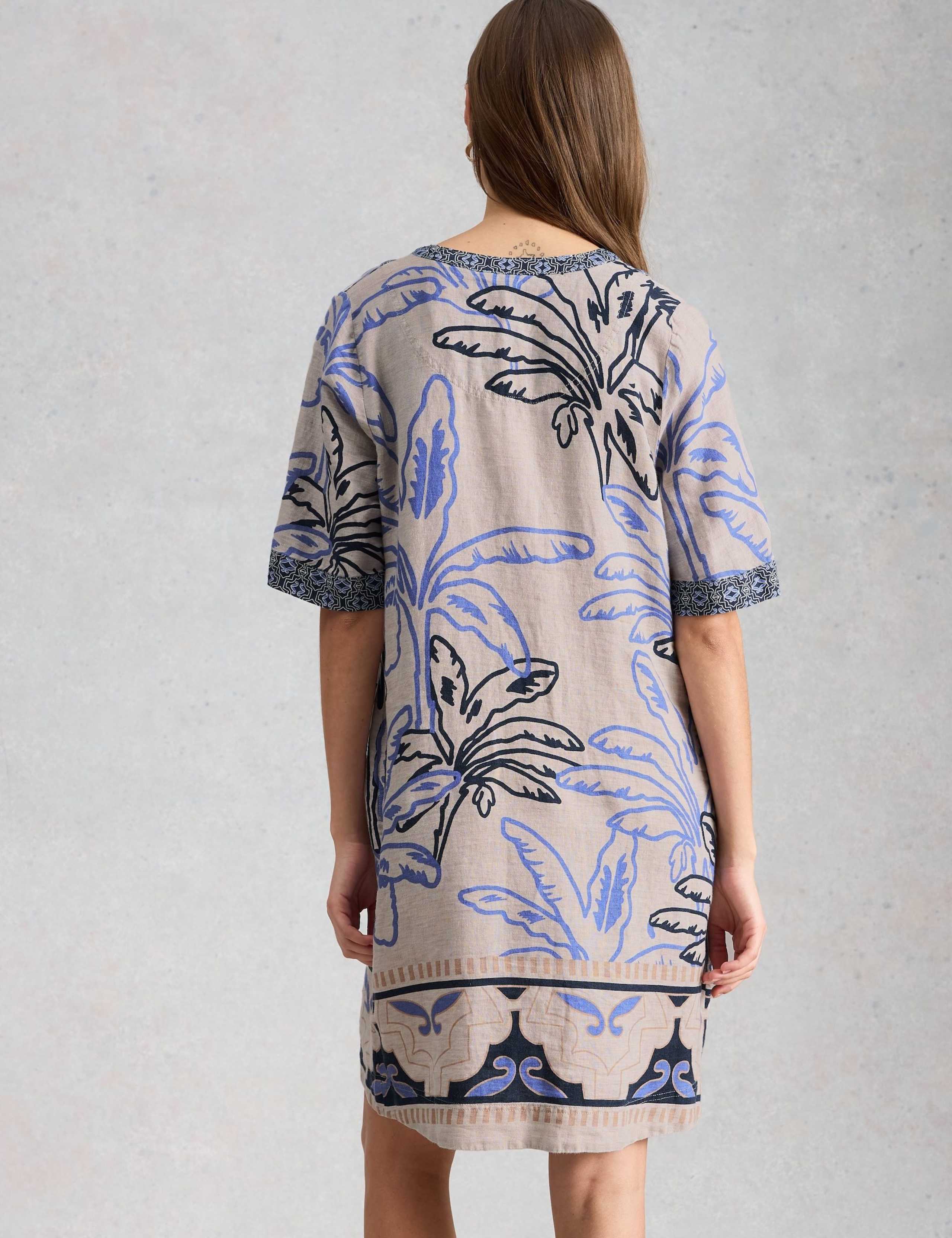 Pure Linen Printed Notch Neck Shift Dress 5 of 6