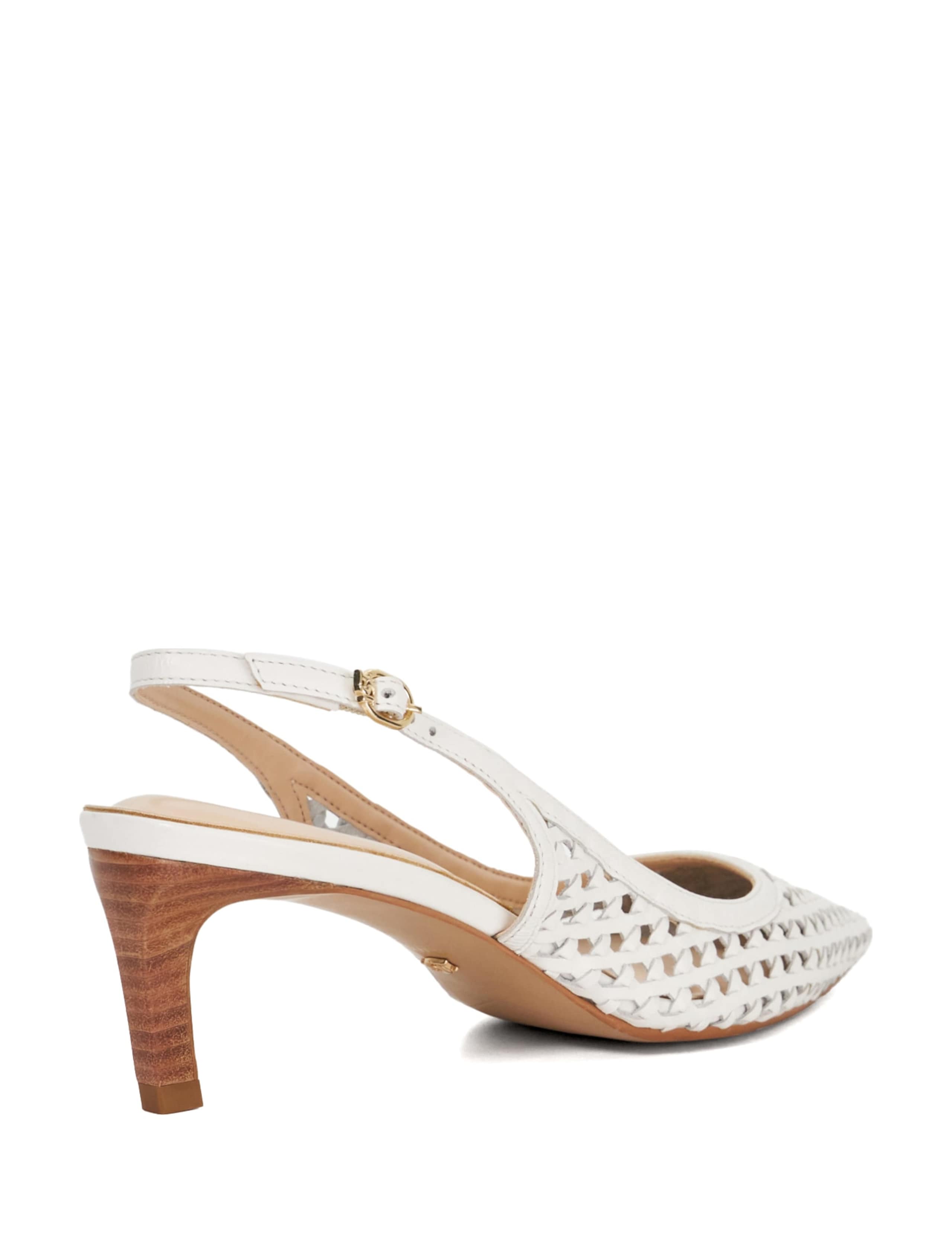 Leather Woven Kitten Heel Slingback Shoes 4 of 6