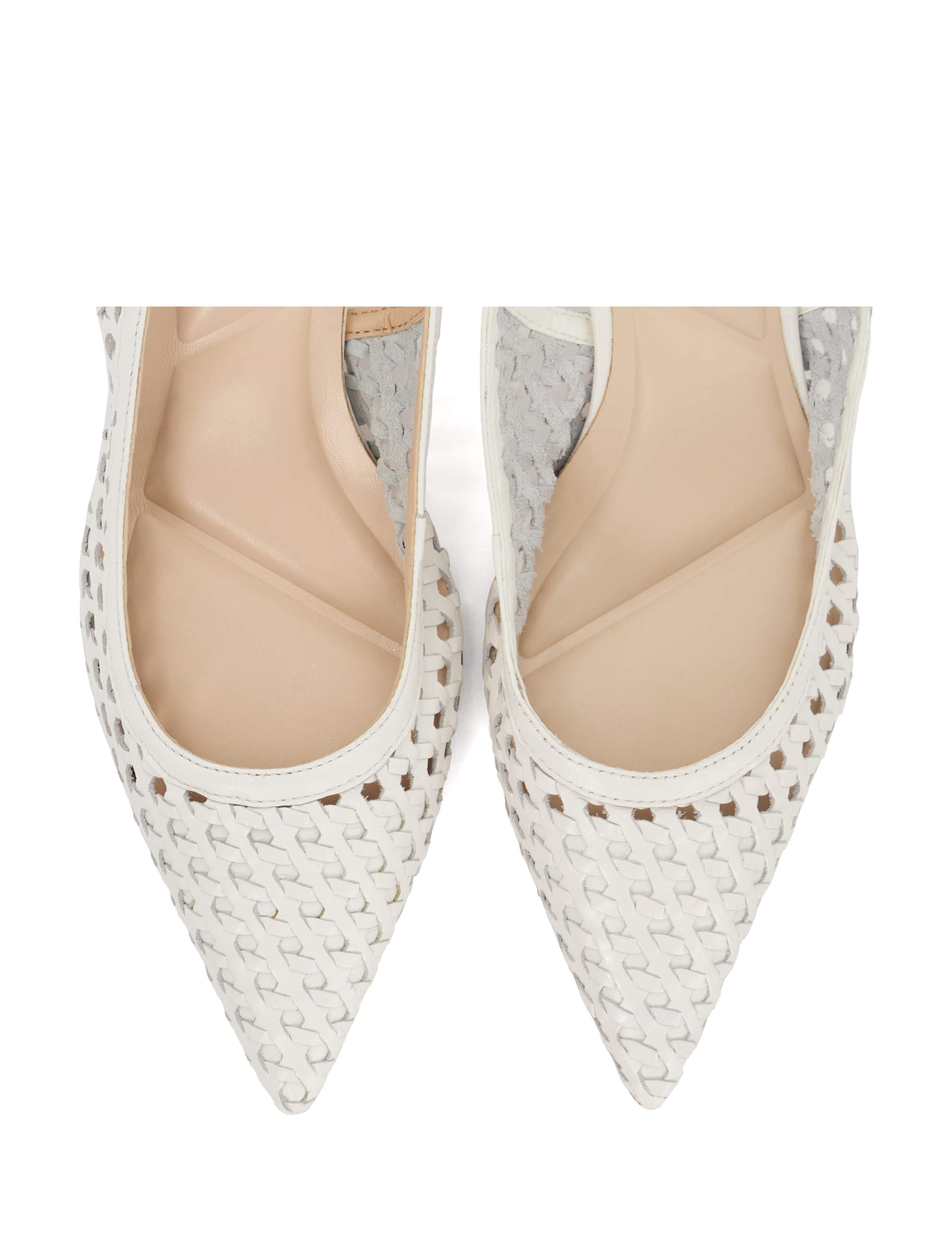 Leather Woven Kitten Heel Slingback Shoes 6 of 6