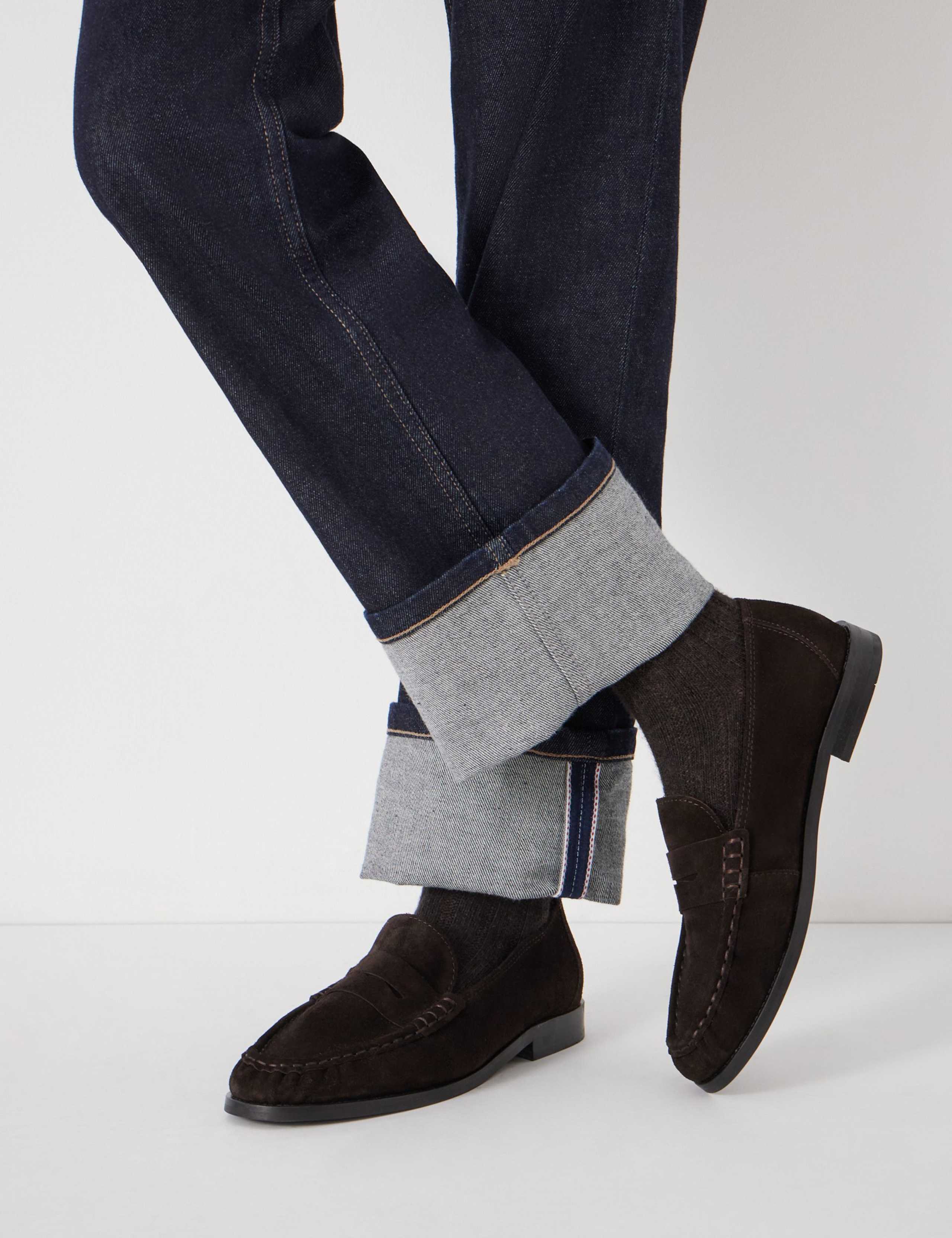 Suede Block Heel Penny Loafers 1 of 3