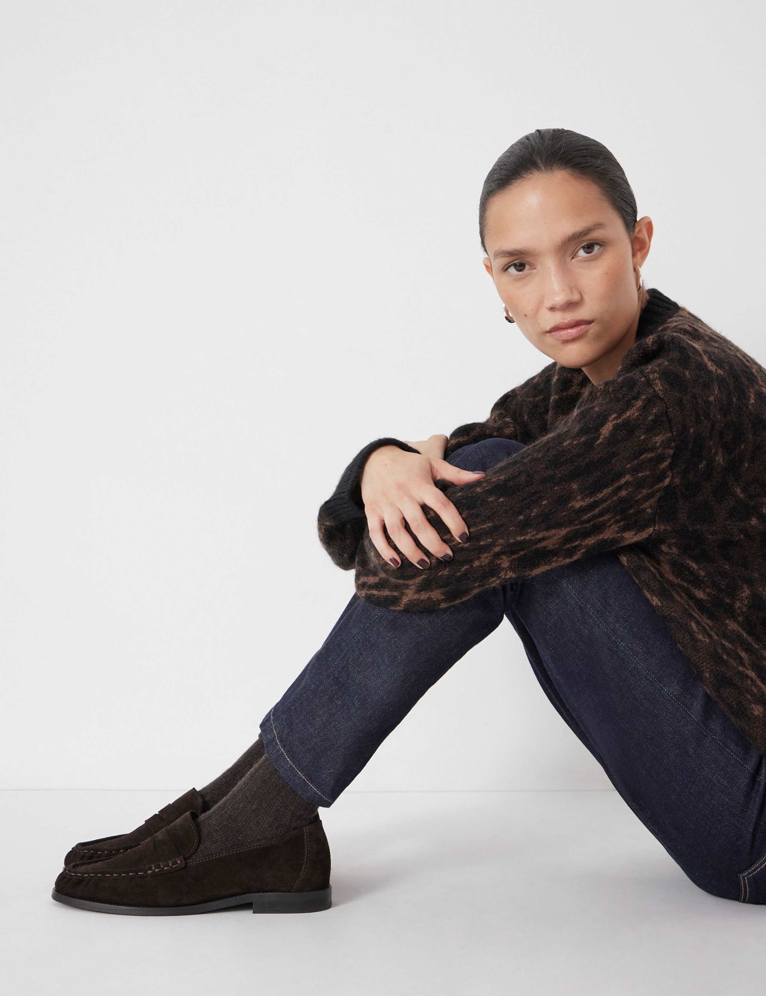 Suede Block Heel Penny Loafers 3 of 3