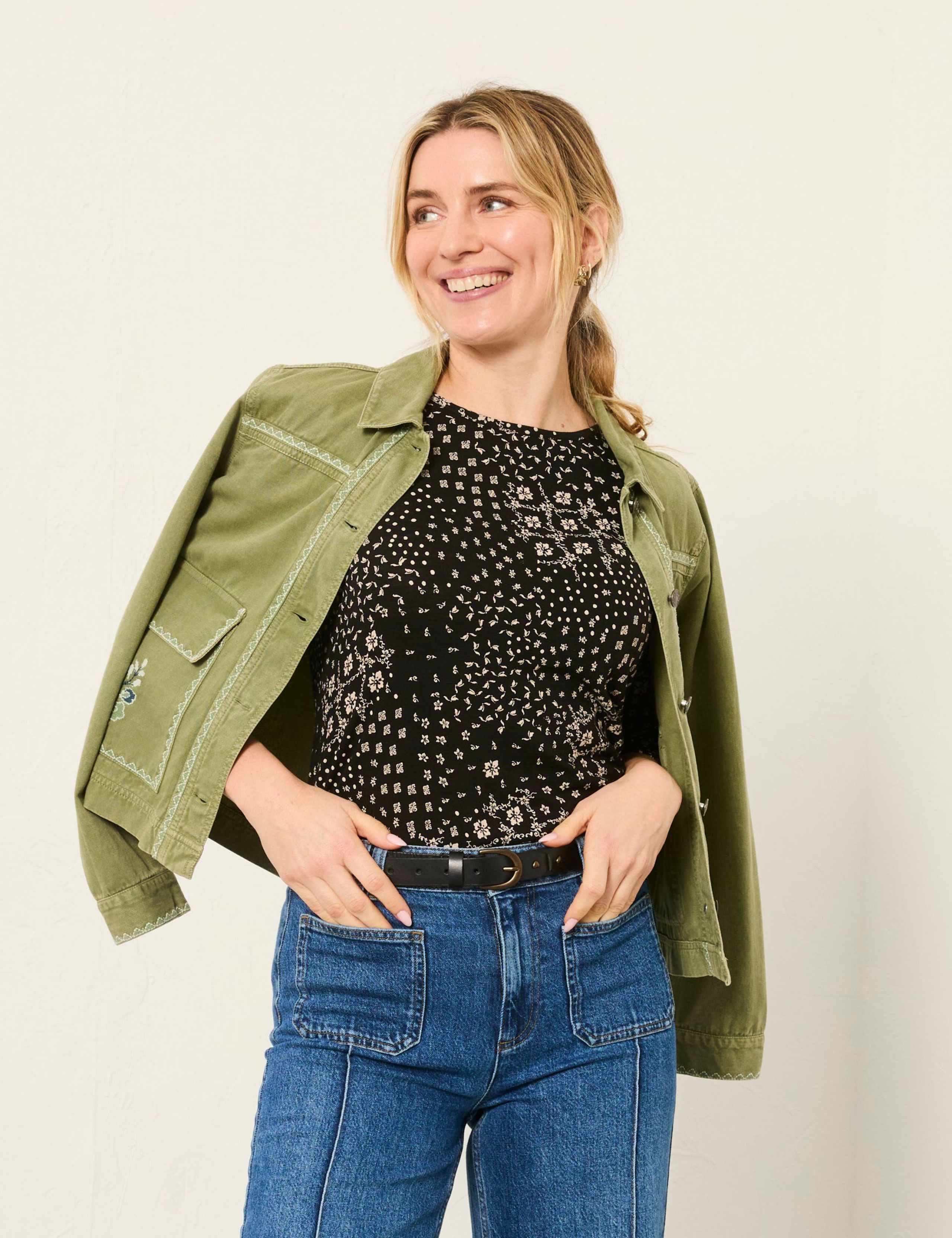 Modal Blend Printed Round Neck Top 3 of 6