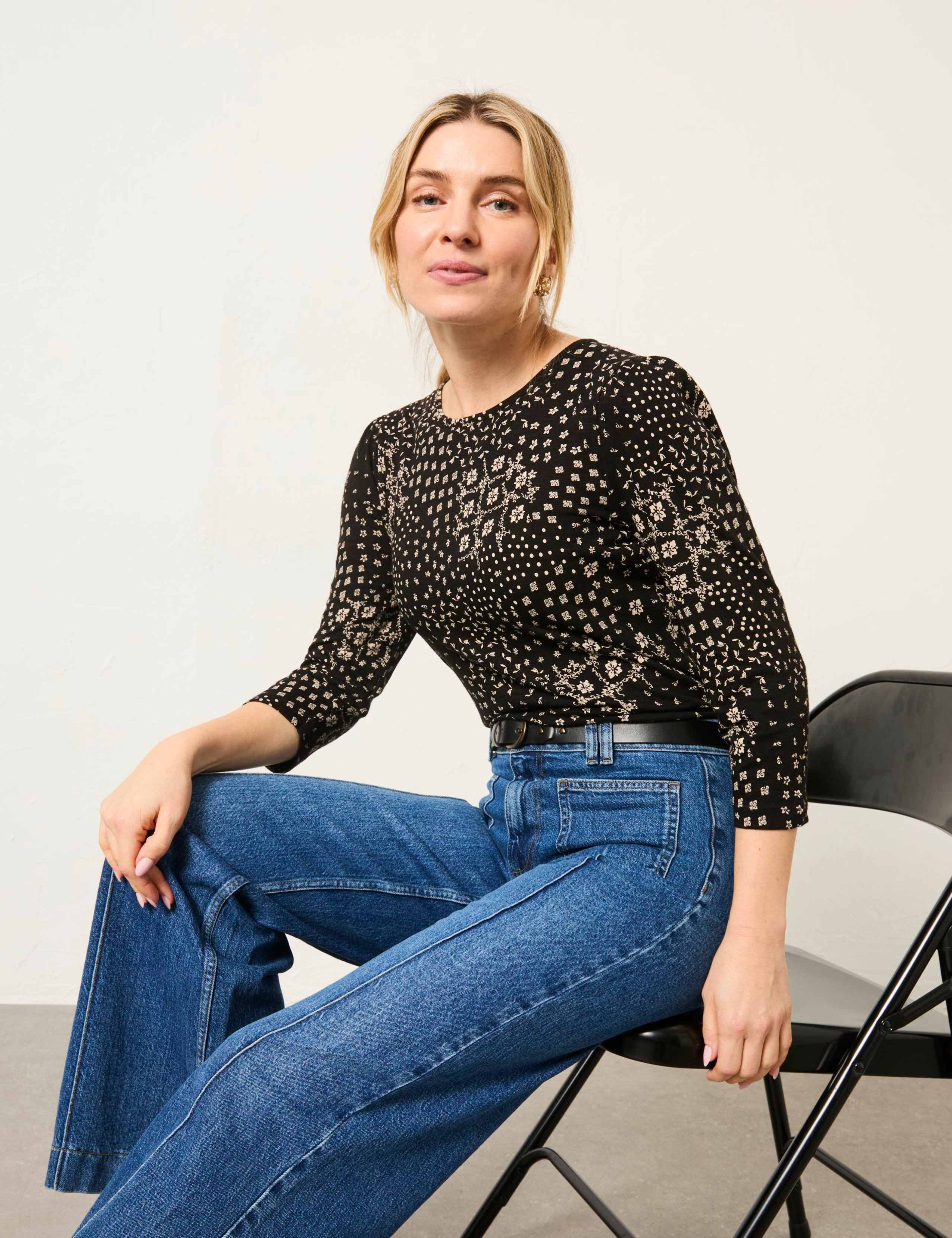 Modal Blend Printed Round Neck Top 5 of 6