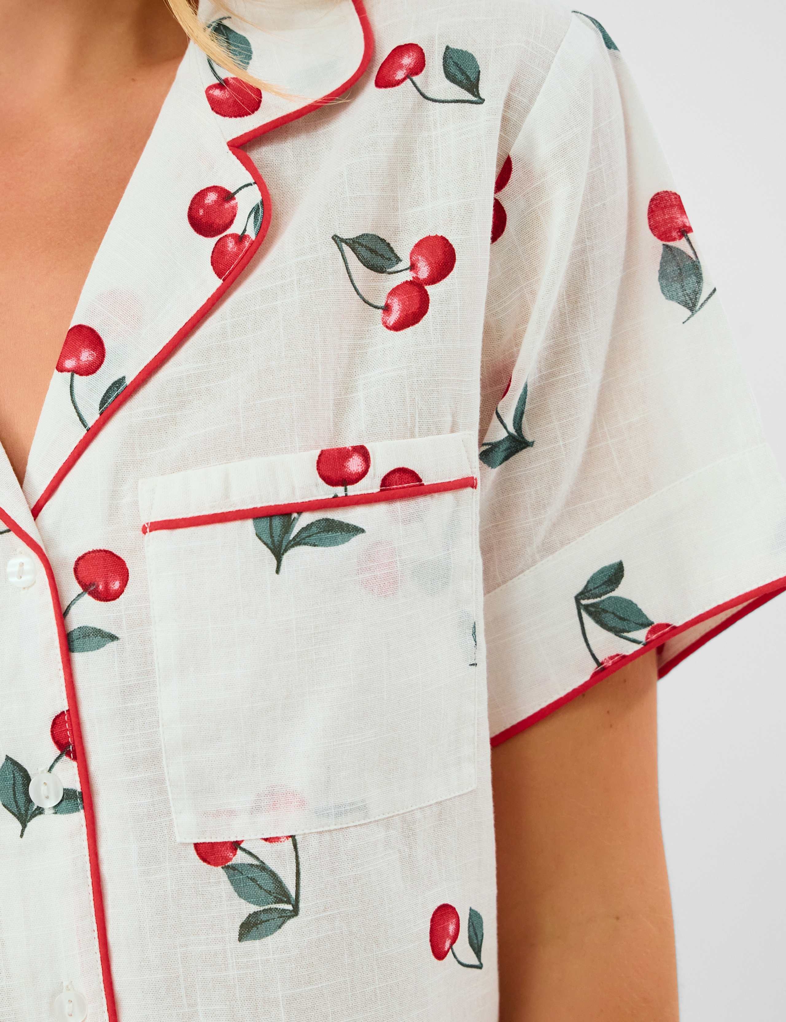 Pure Cotton Cherry Print Shortie Set 4 of 5