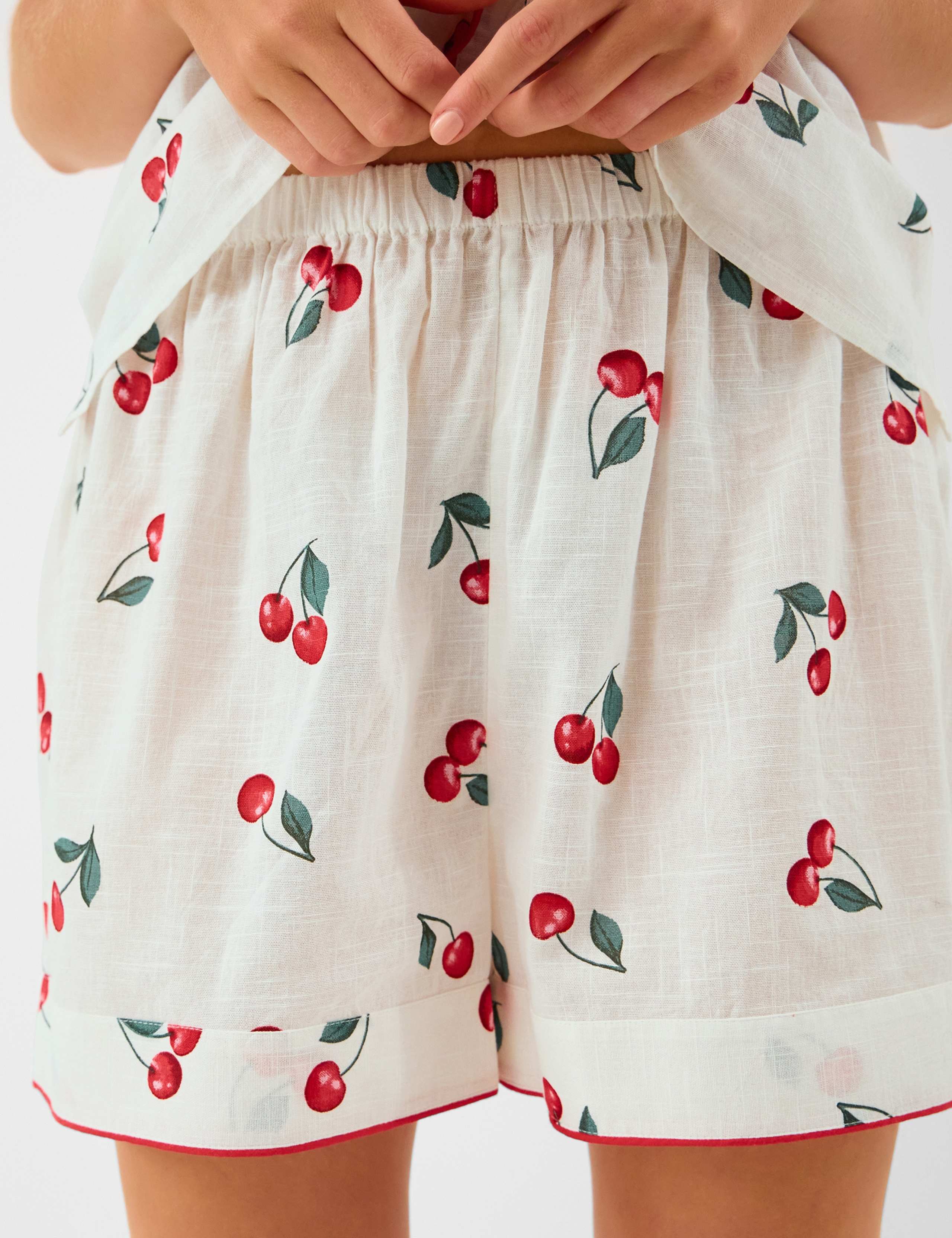 Pure Cotton Cherry Print Shortie Set 5 of 5
