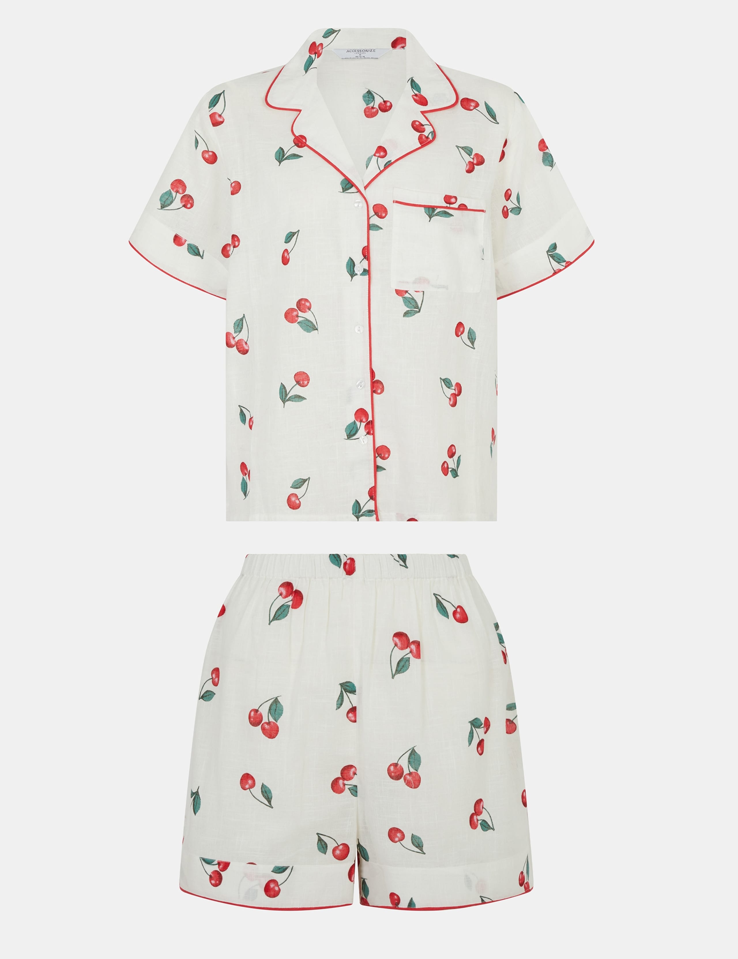 Pure Cotton Cherry Print Shortie Set 2 of 5