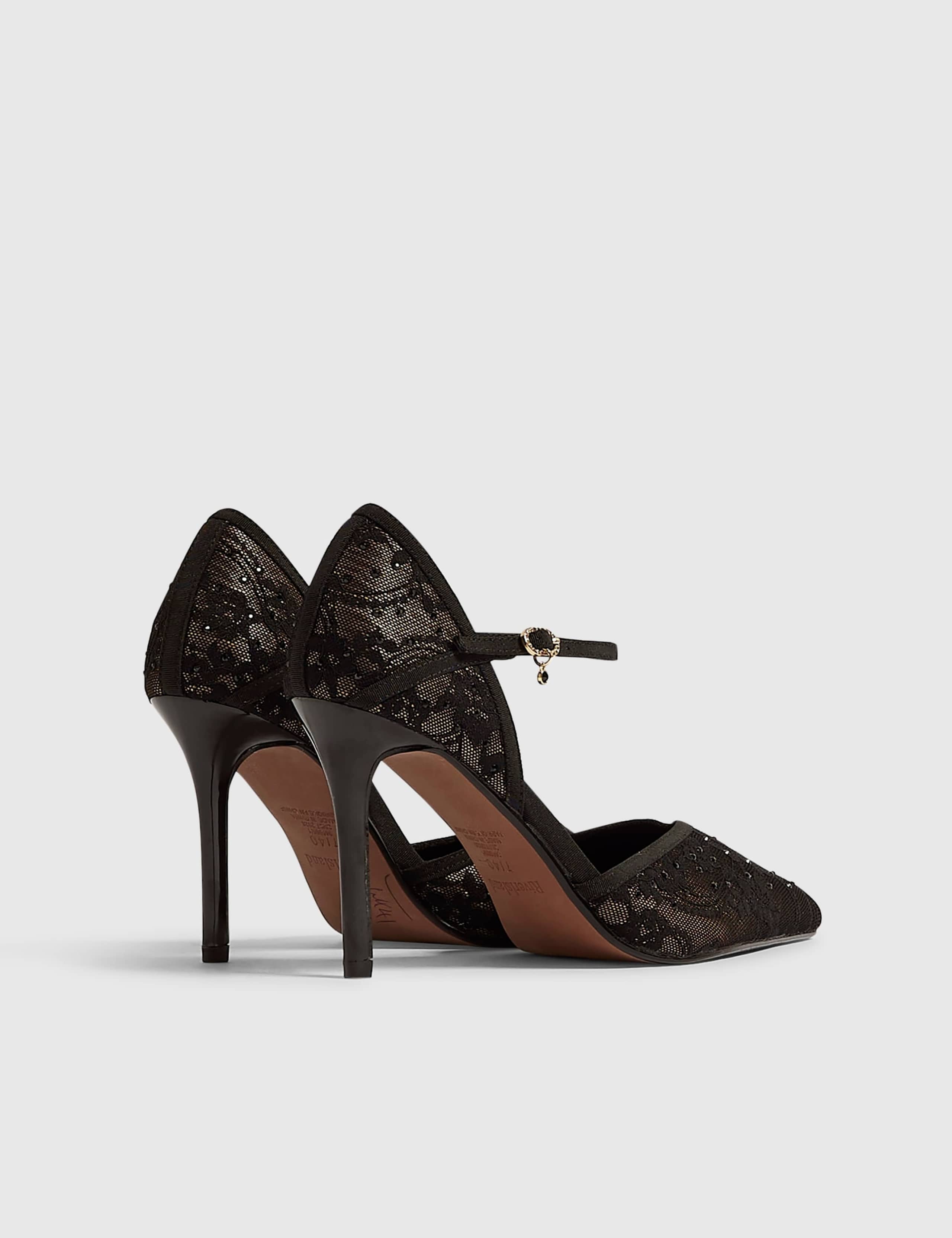 Faux Leather Lace Stiletto Heel Court Shoes 2 of 5