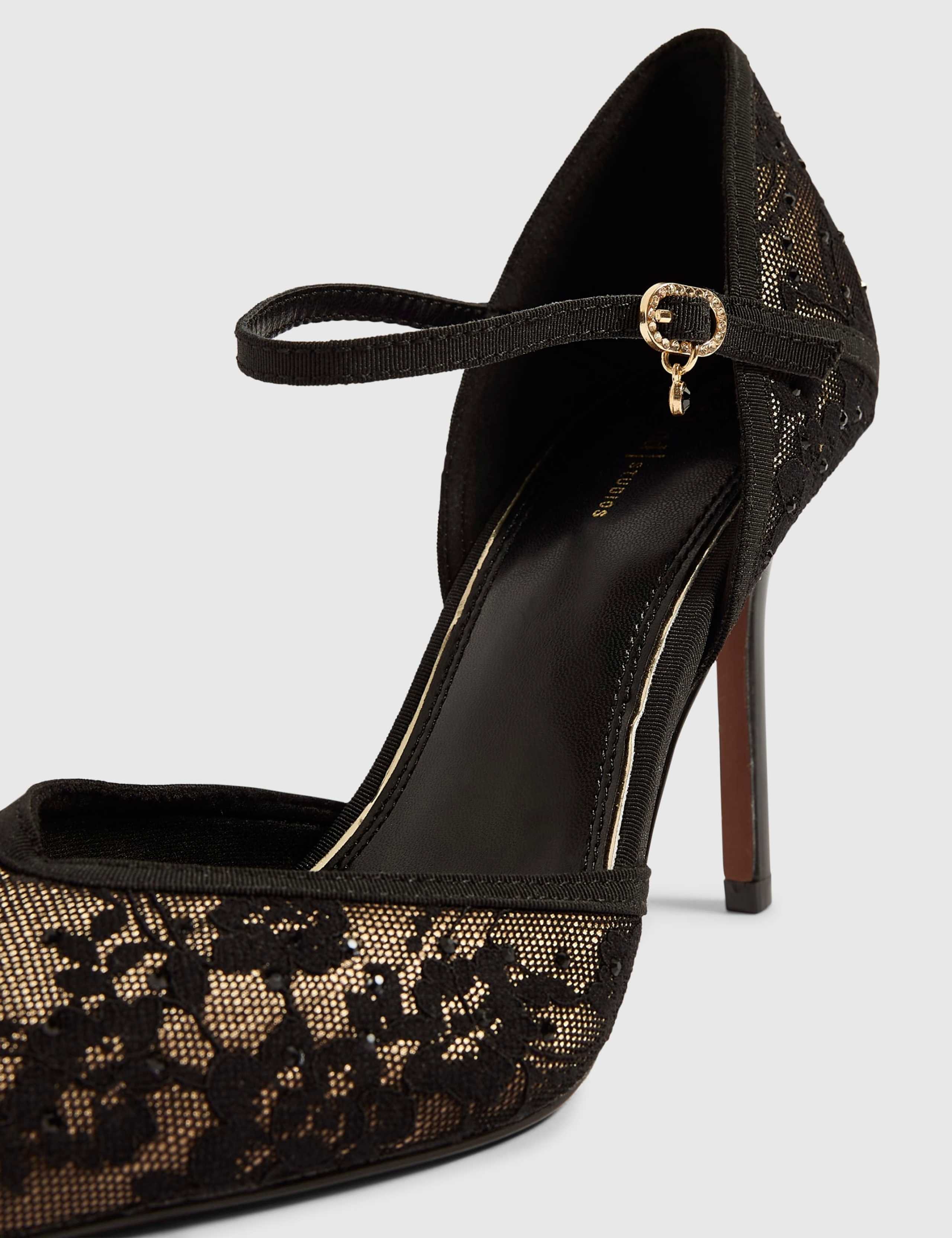 Faux Leather Lace Stiletto Heel Court Shoes 5 of 5