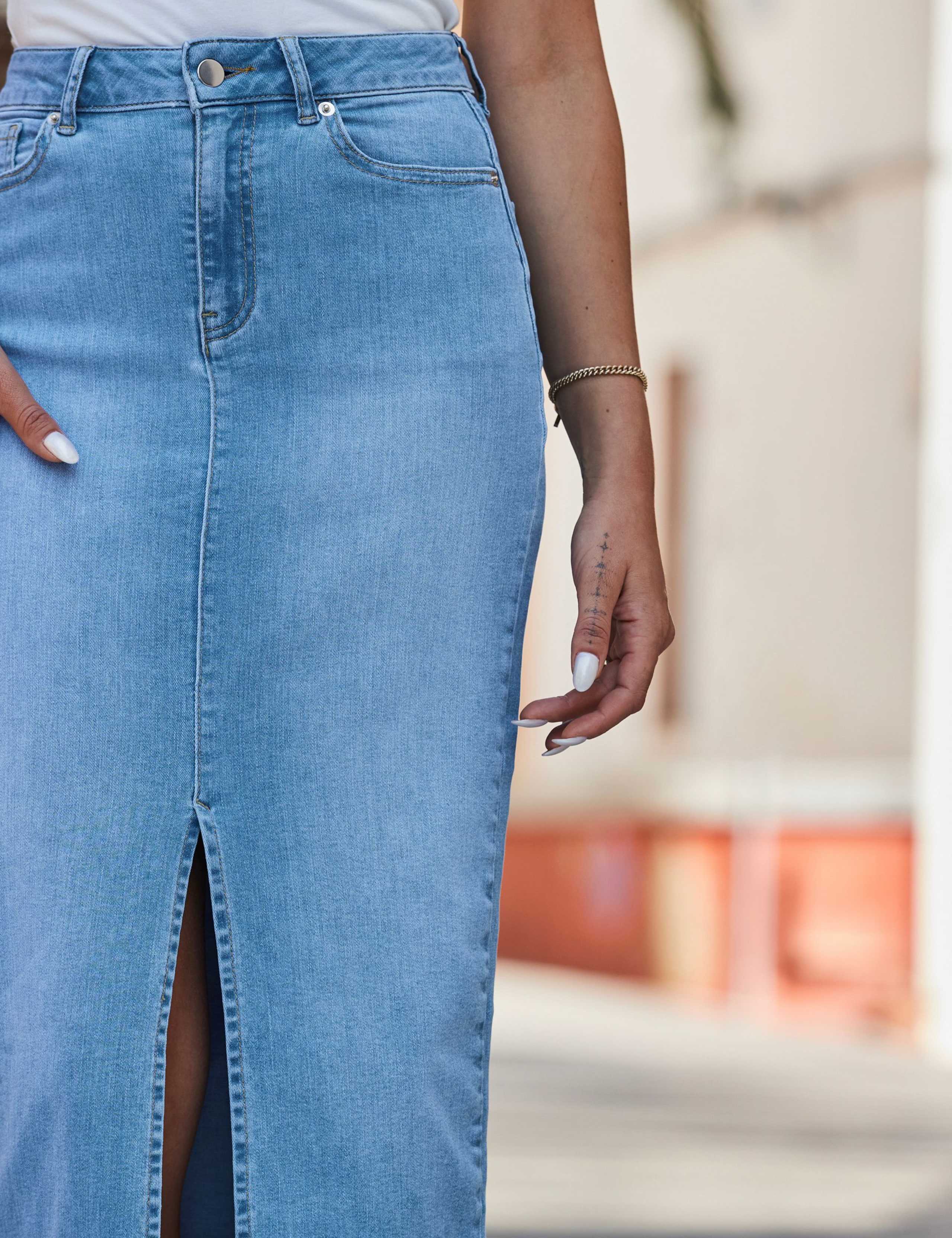 Cotton Rich Denim Midi Skirt 7 of 7