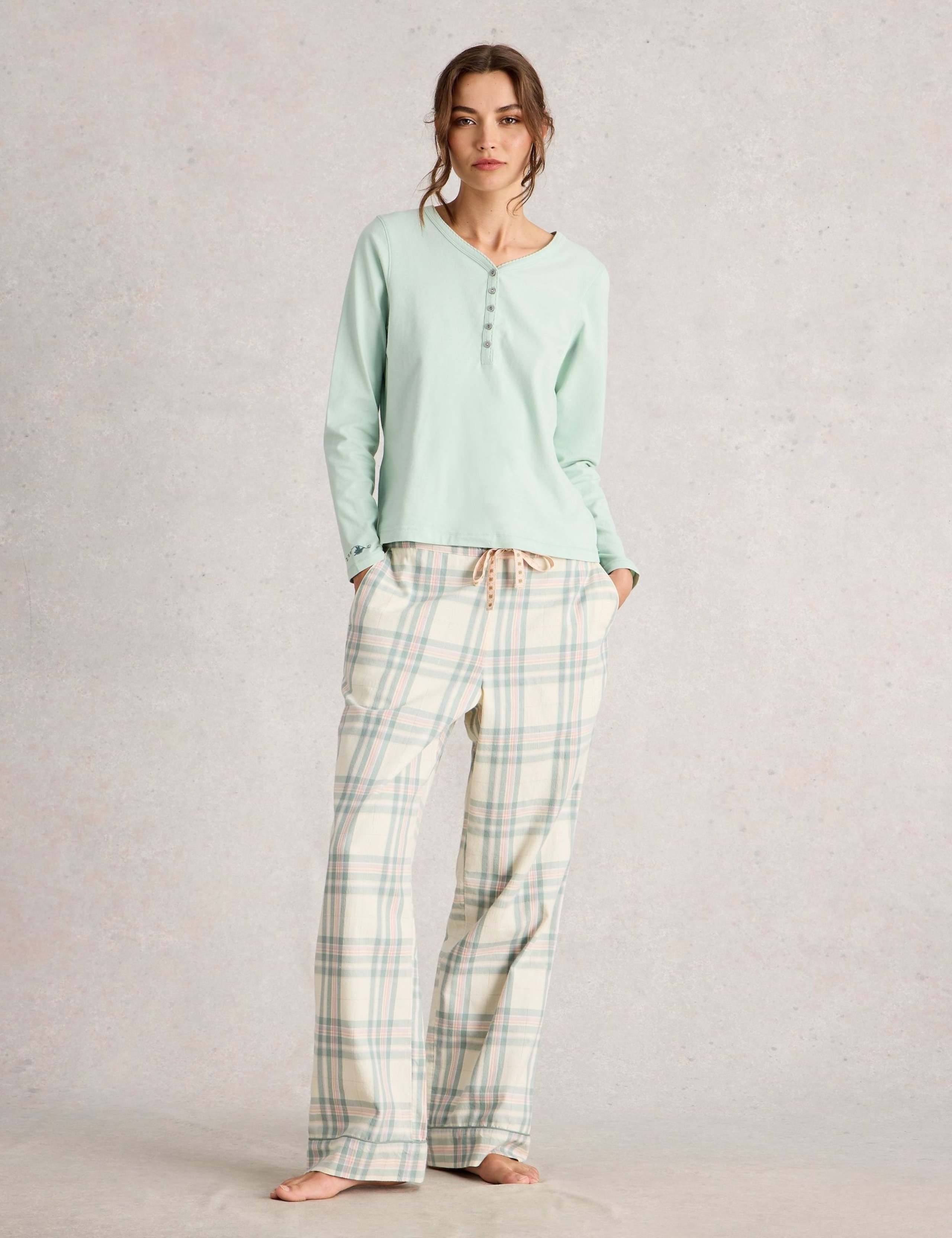 Pure Cotton Checked Pyjama Bottoms 1 of 6