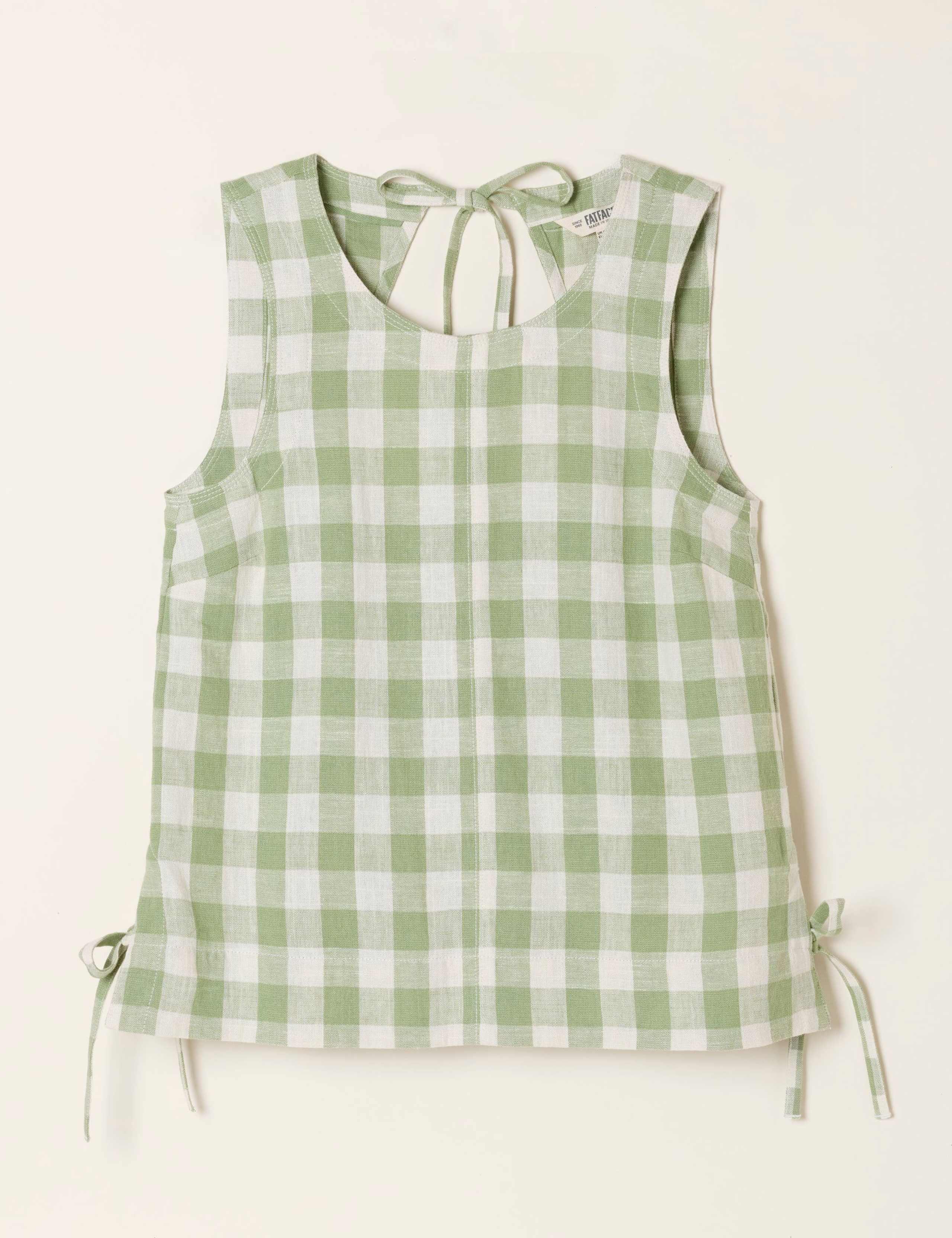 Linen Rich Checked Tie Detail Blouse 2 of 7