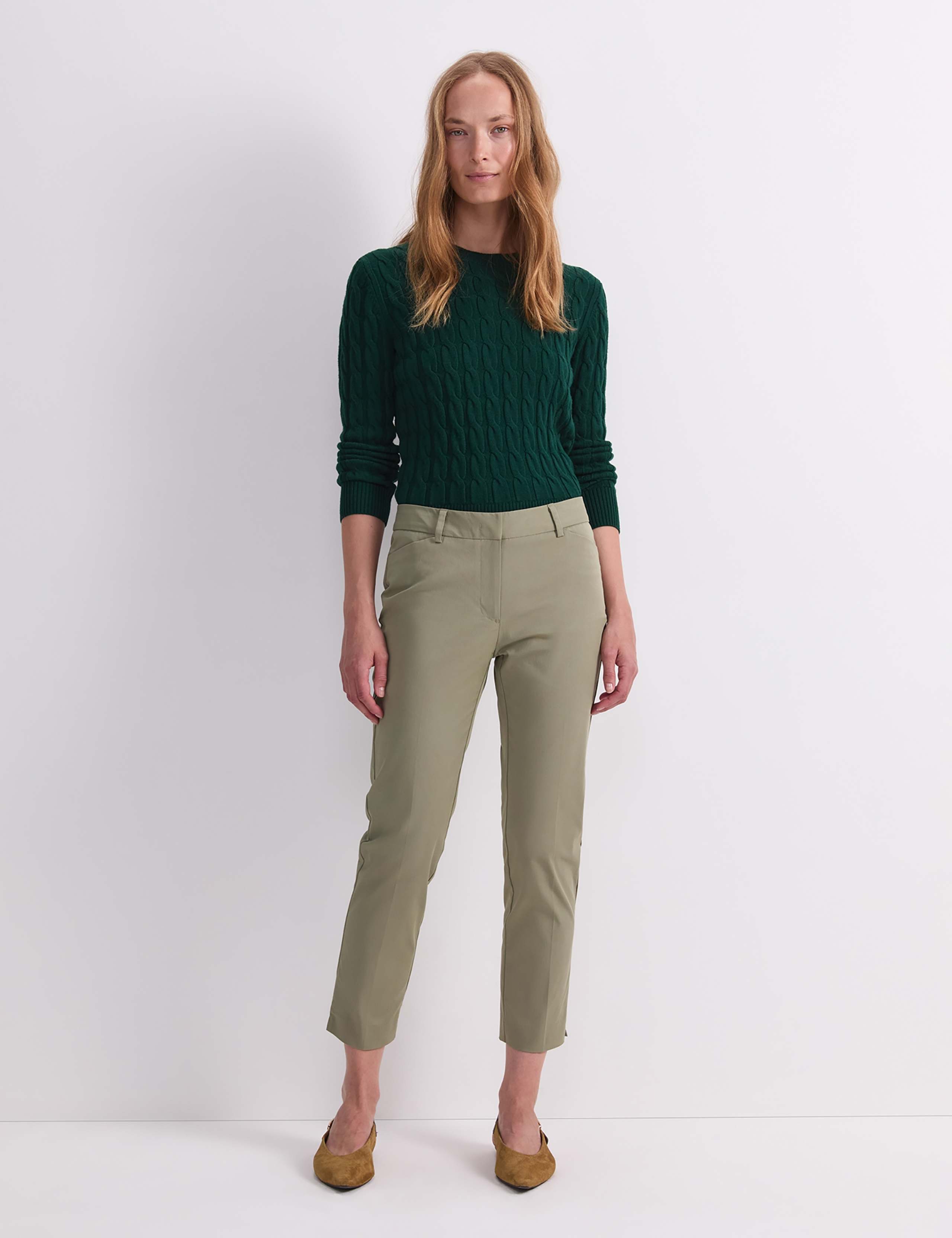 Cotton Rich Slim Fit Cropped Trousers 2 of 5