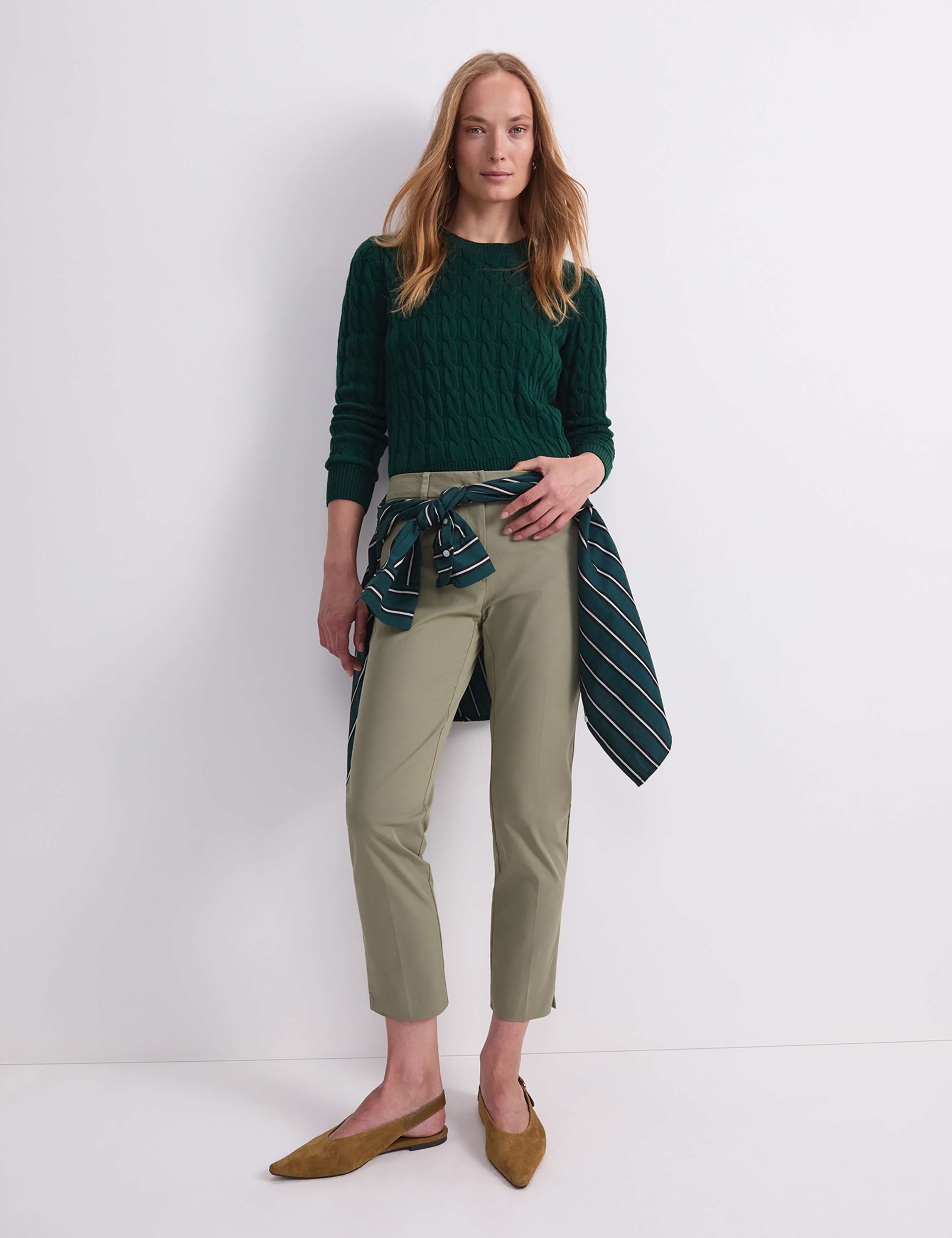 Cotton Rich Slim Fit Cropped Trousers 3 of 5