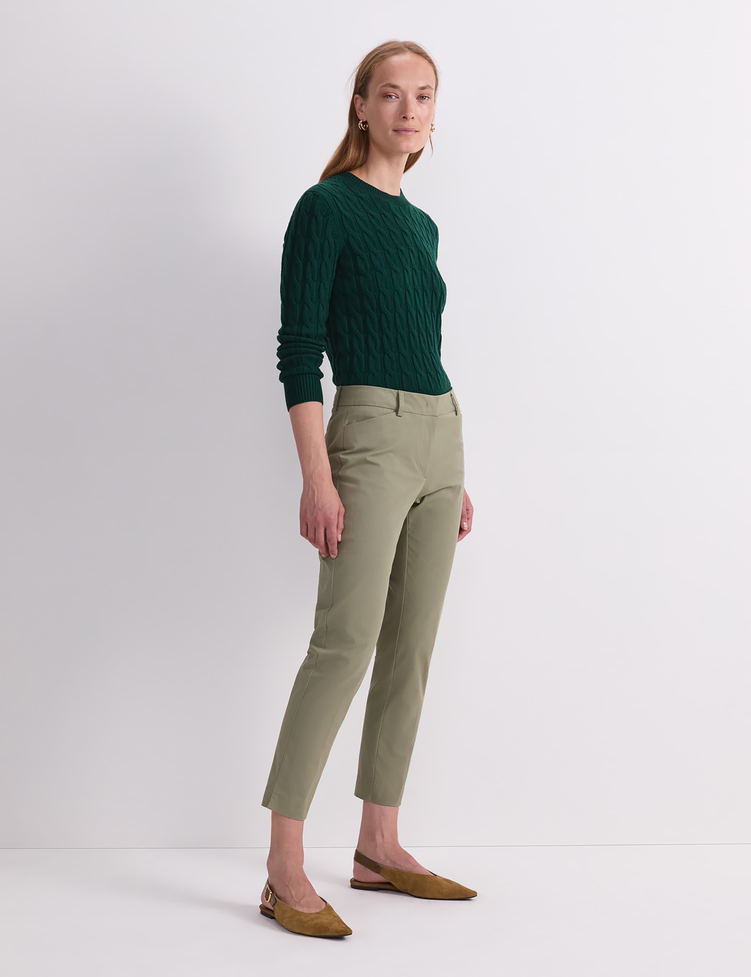 Cotton Rich Slim Fit Cropped Trousers 4 of 5