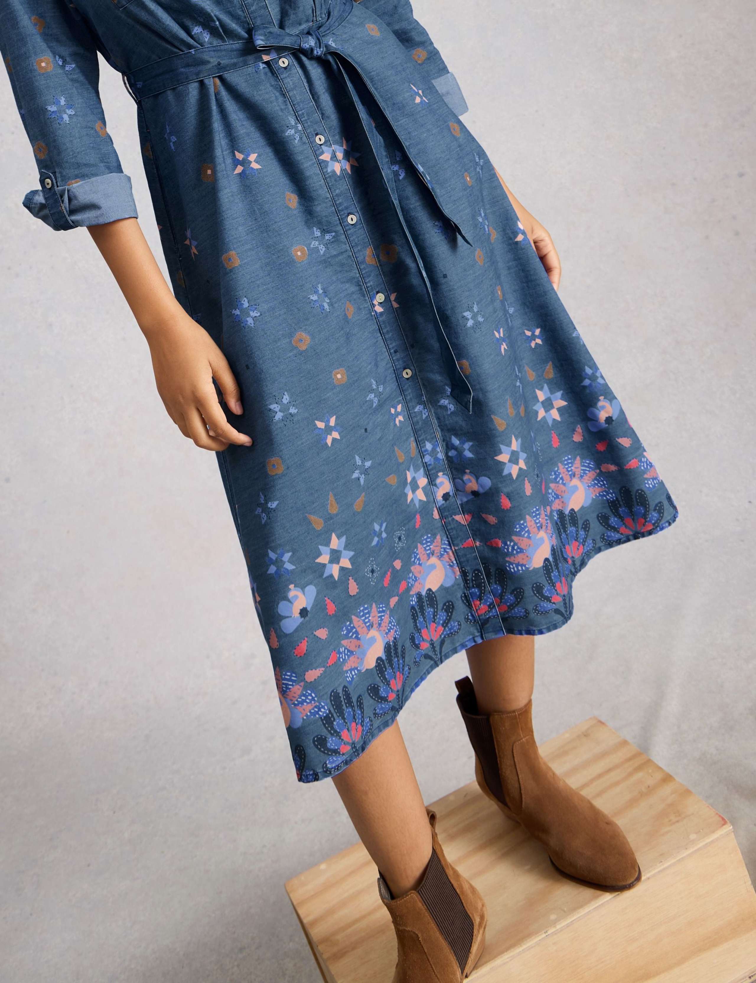 Pure Cotton Printed Midi Shirt Dress 6 of 6